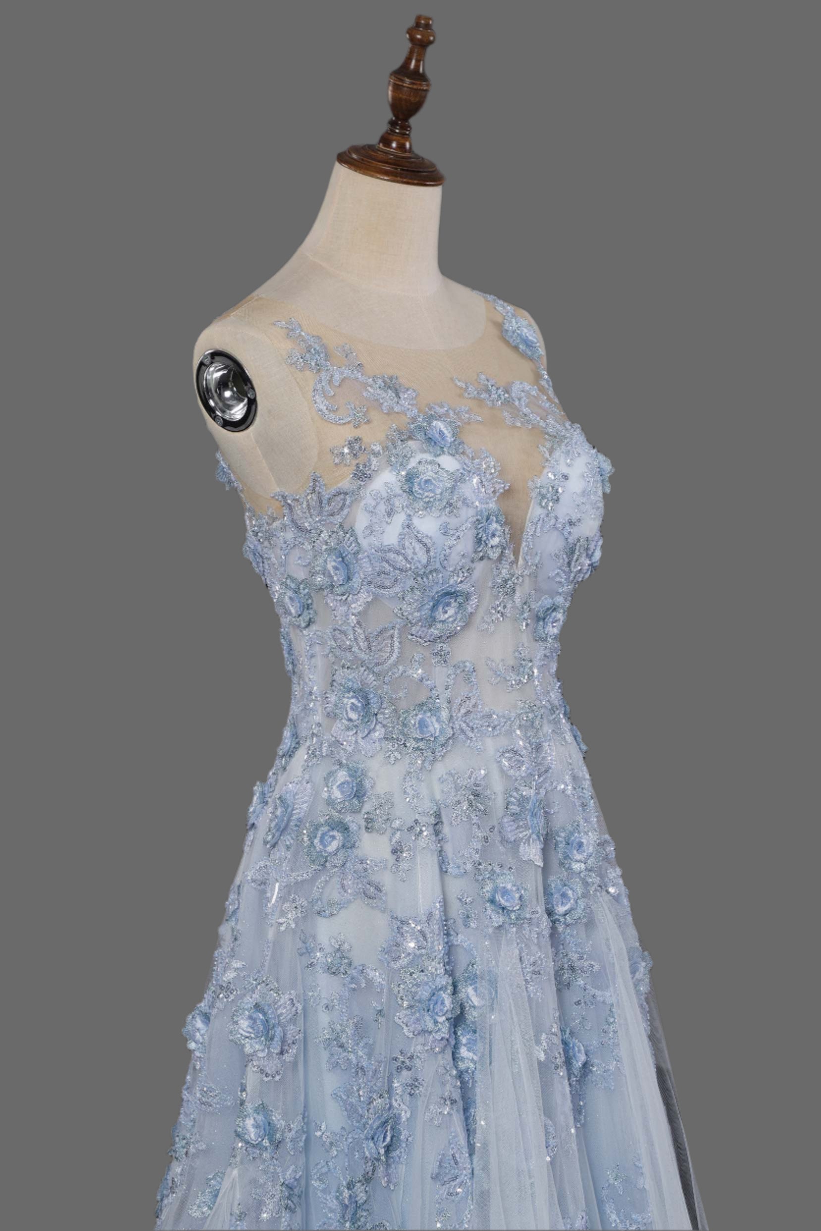 Modern A-Line Floral Lace Wedding Dress | Stylish Bridal Gown