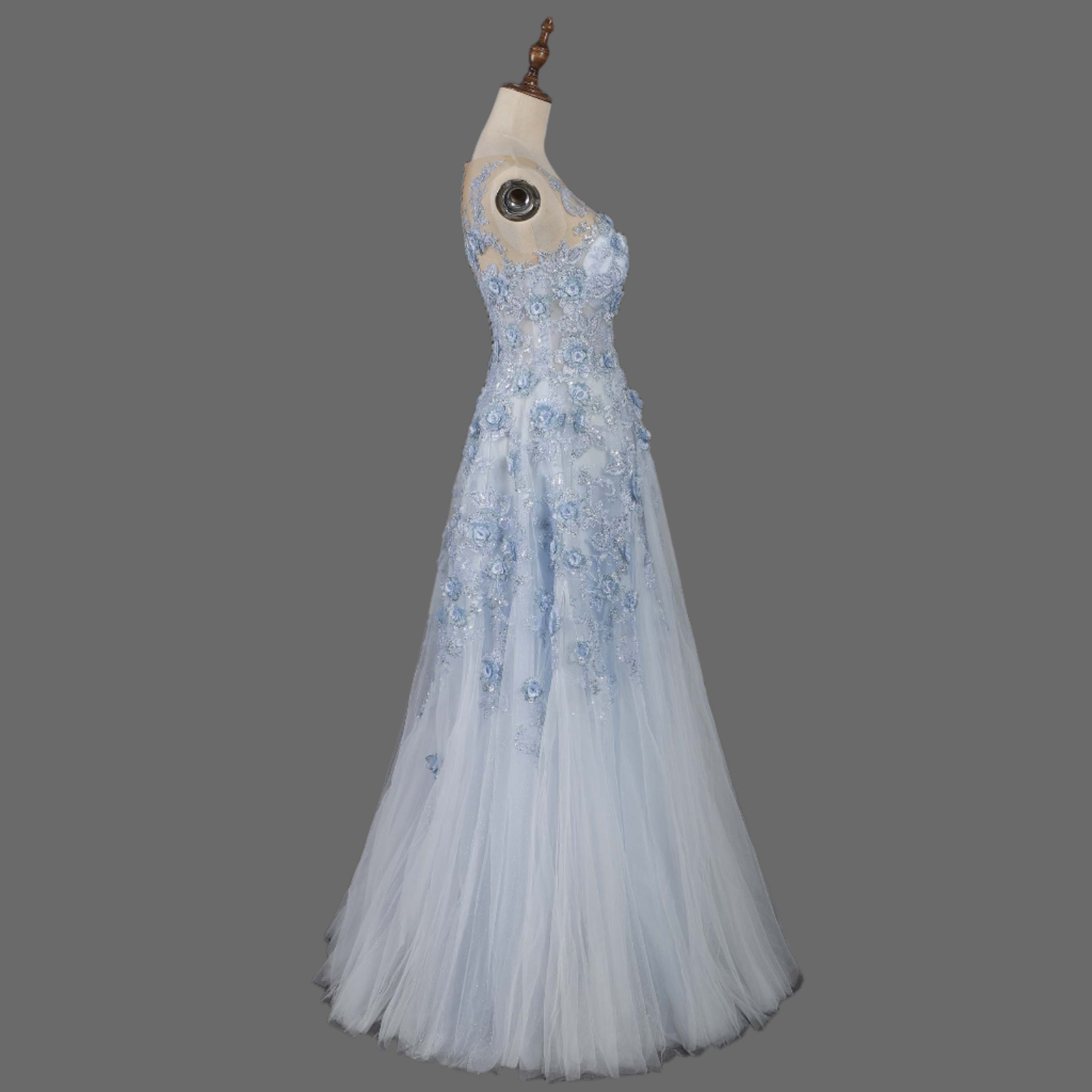 Modern A-Line Floral Lace Wedding Dress | Stylish Bridal Gown