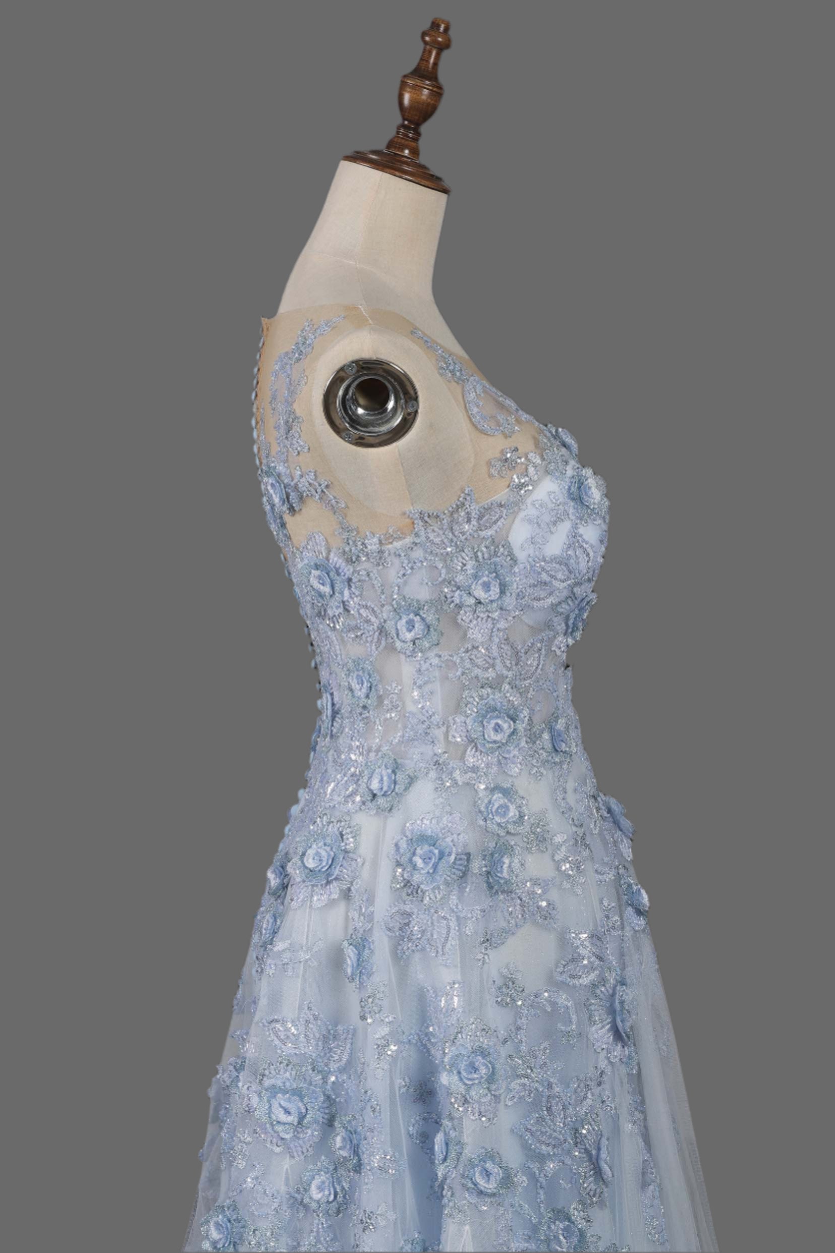 Modern A-Line Floral Lace Wedding Dress | Stylish Bridal Gown