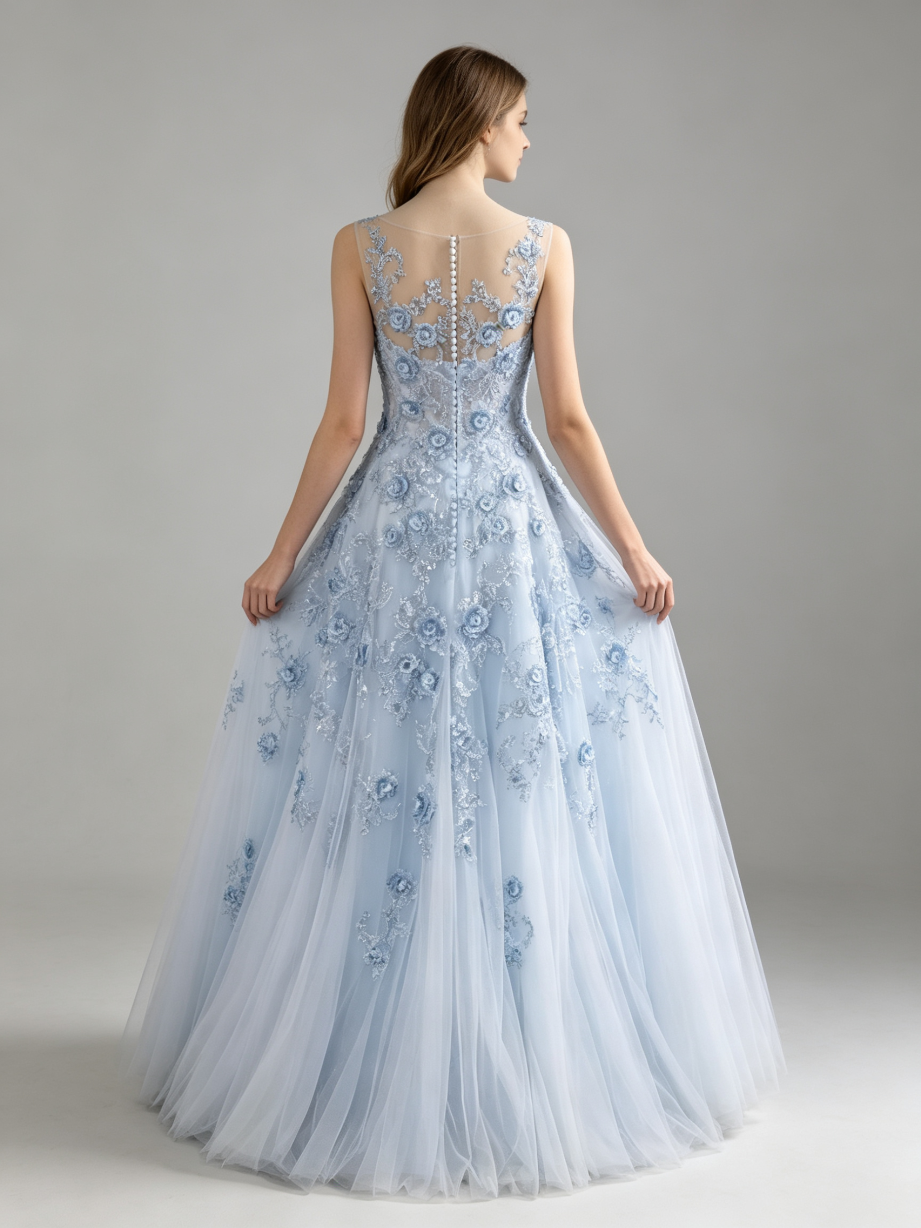 Modern A-Line Floral Lace Wedding Dress | Stylish Bridal Gown