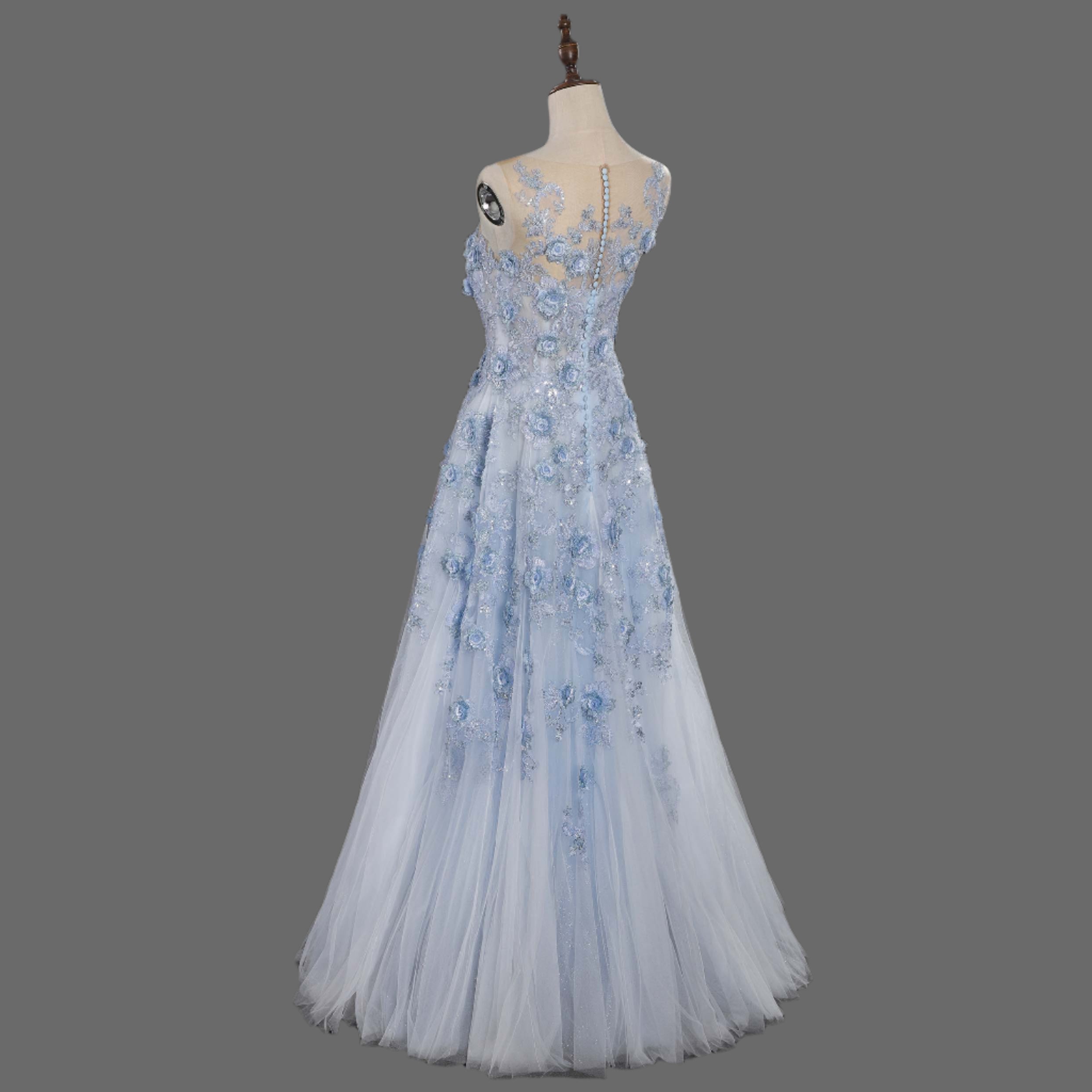 Modern A-Line Floral Lace Wedding Dress | Stylish Bridal Gown