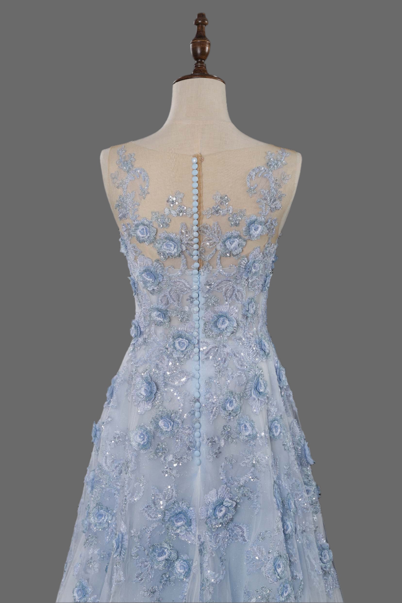 Modern A-Line Floral Lace Wedding Dress | Stylish Bridal Gown