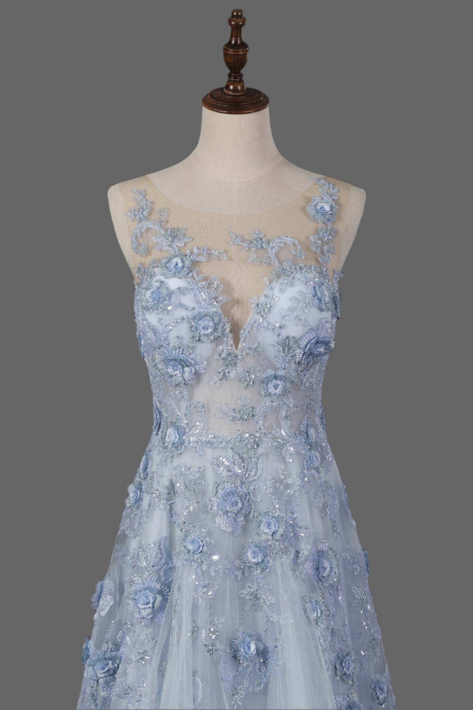 Modern A-Line Floral Lace Wedding Dress | Stylish Bridal Gown