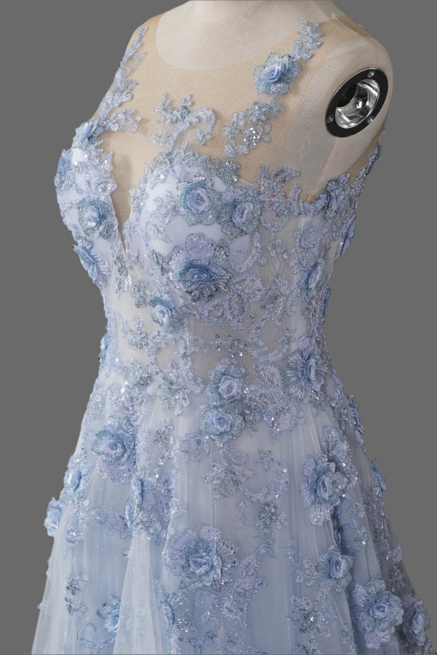 Modern A-Line Floral Lace Wedding Dress | Stylish Bridal Gown