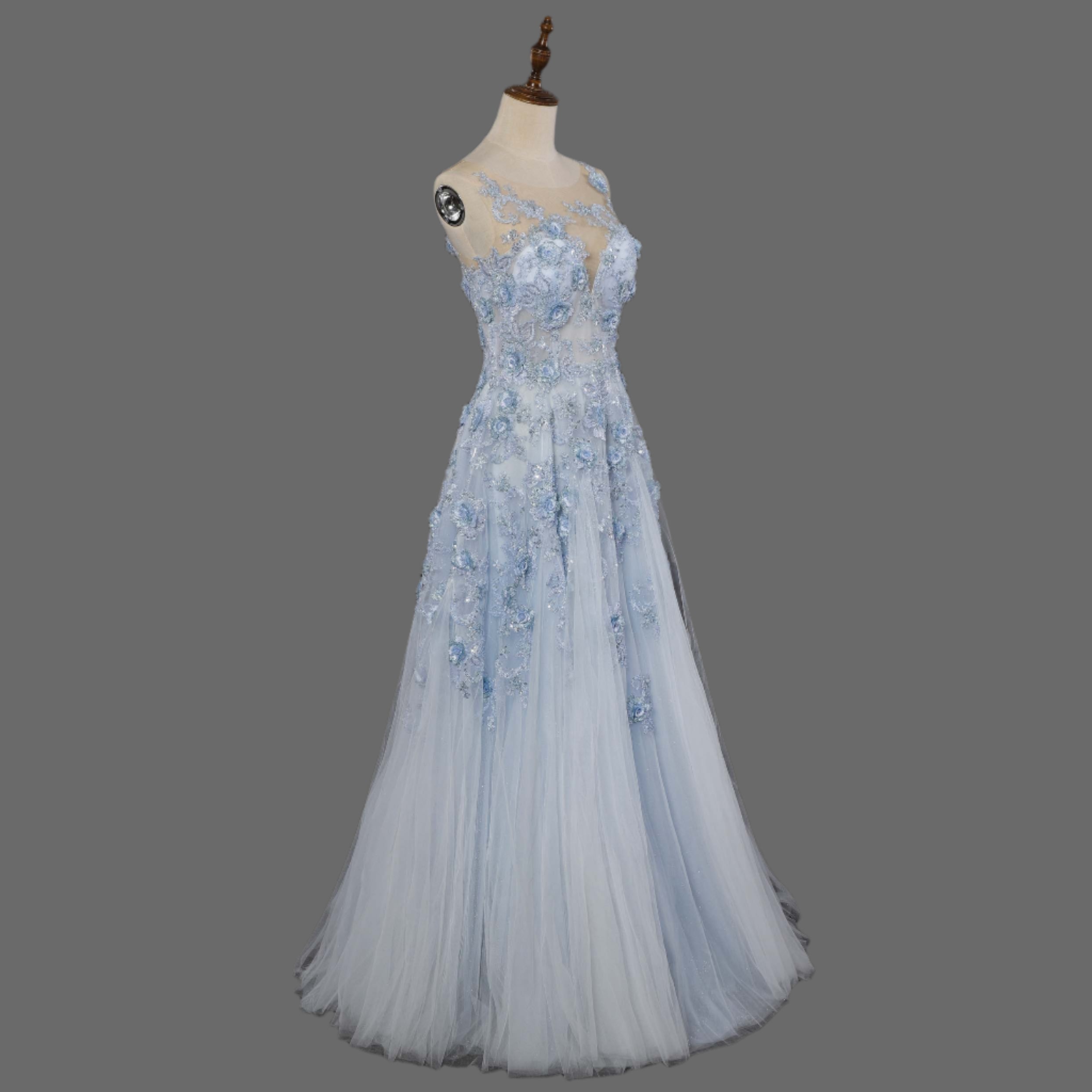 Modern A-Line Floral Lace Wedding Dress | Stylish Bridal Gown