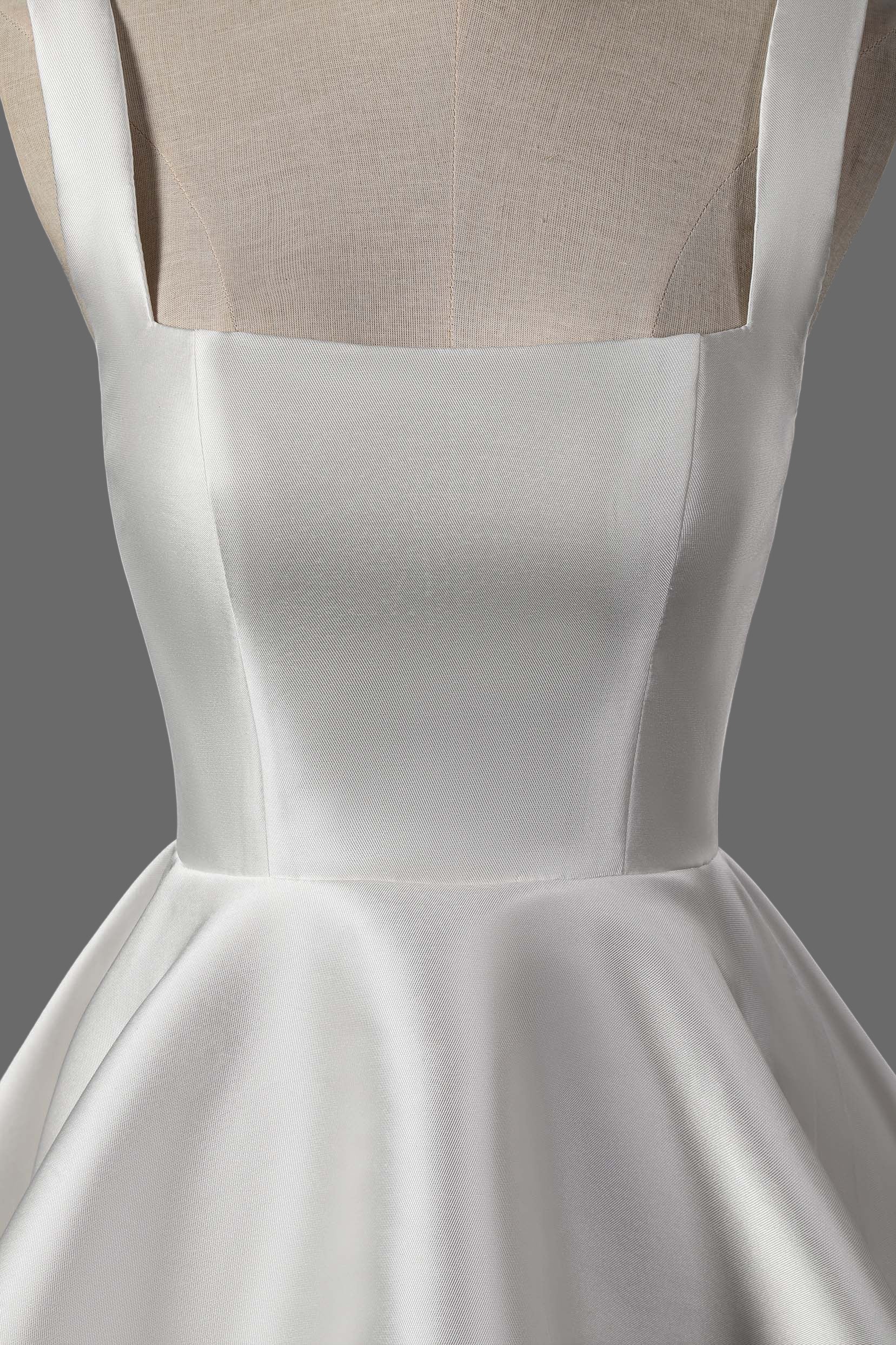 Modern Satin Bridal Gown with Square Neckline-Mini Wedding Dress