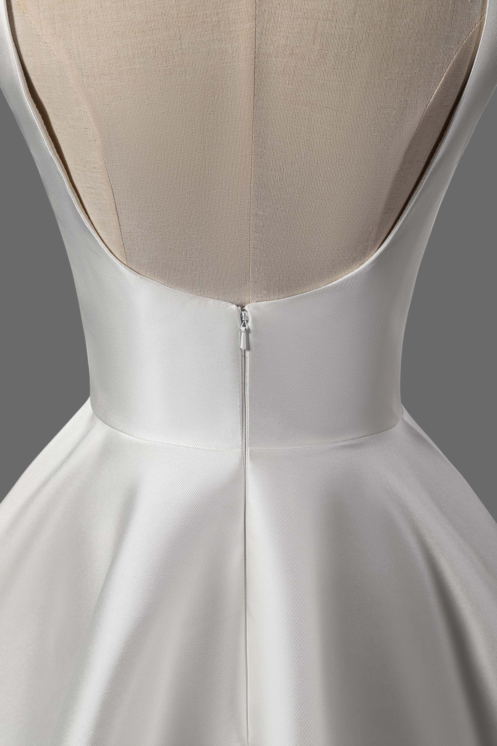 Modern Satin Bridal Gown with Square Neckline-Mini Wedding Dress