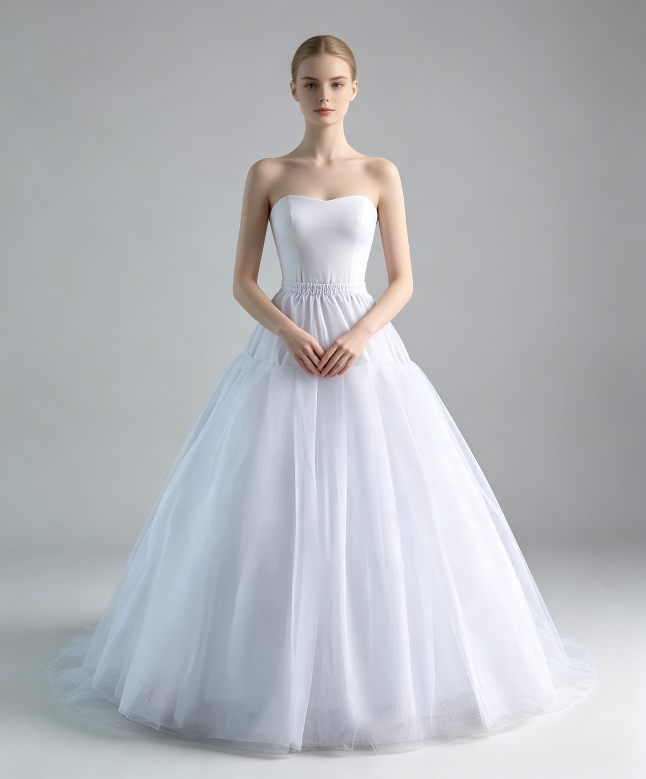 No-Hoop Multi-Layer Tulle Ball Gown Petticoat – White Soft Fluffy Underskirt for Wedding, Princess & Prom Dress