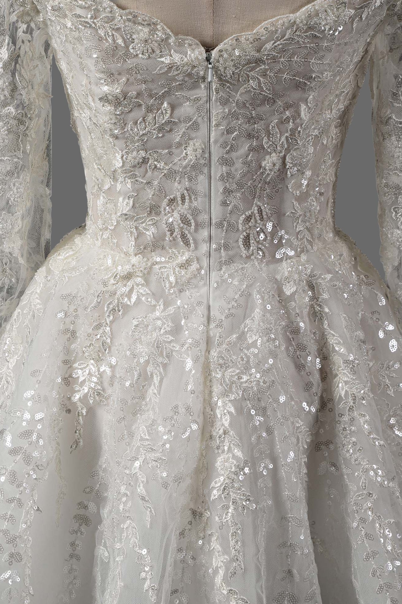 Off-Shoulder Lace Wedding Dress with Long Sleeves OWD-101