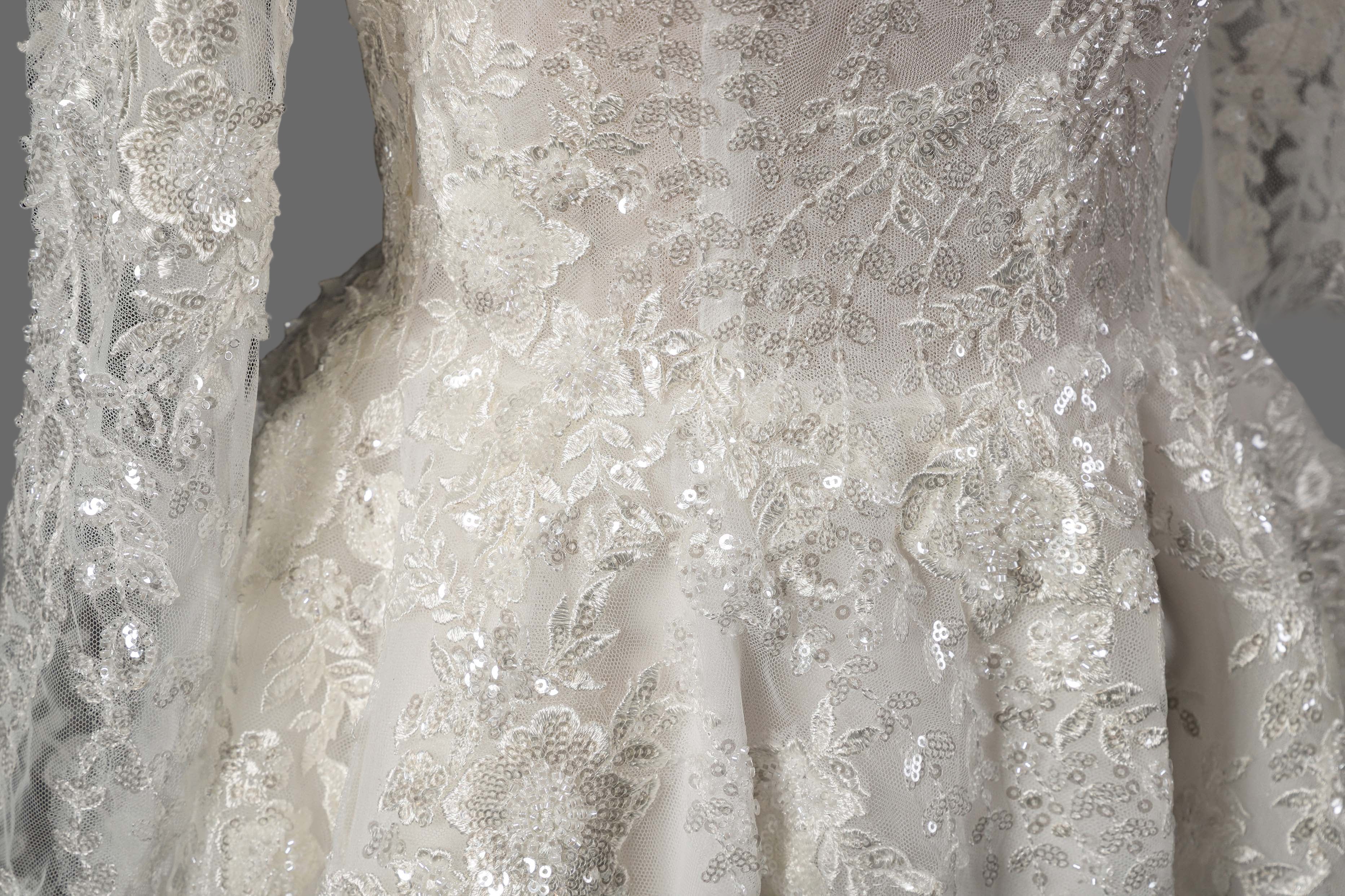 Off-Shoulder Lace Wedding Dress with Long Sleeves OWD-101