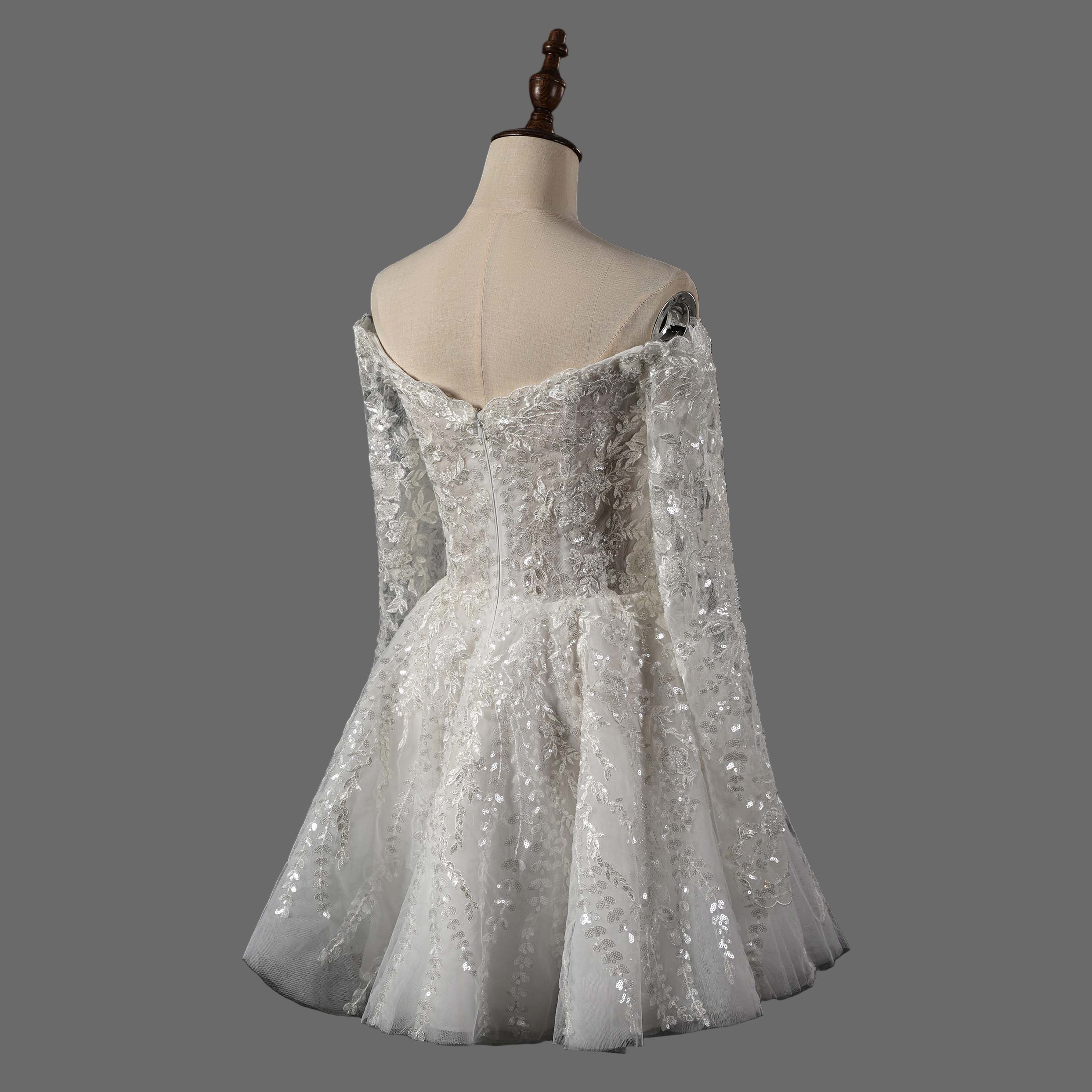 Off-Shoulder Lace Wedding Dress with Long Sleeves OWD-101