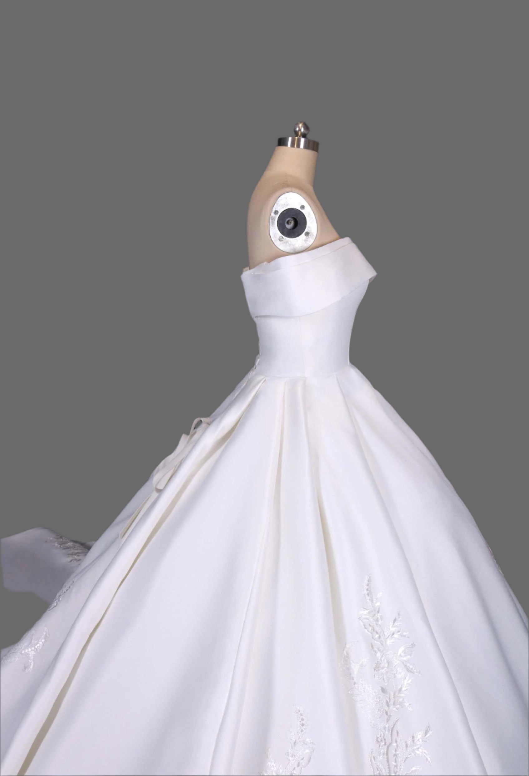 Off-the-Shoulder Appliqued Ball Gown Wedding Dress