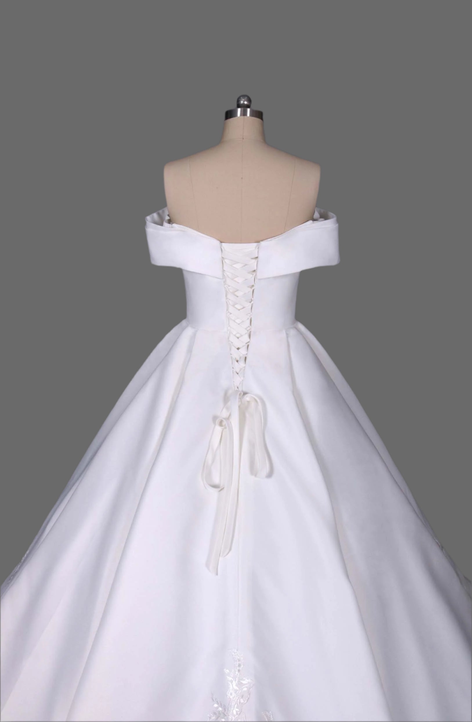 Off-the-Shoulder Appliqued Ball Gown Wedding Dress