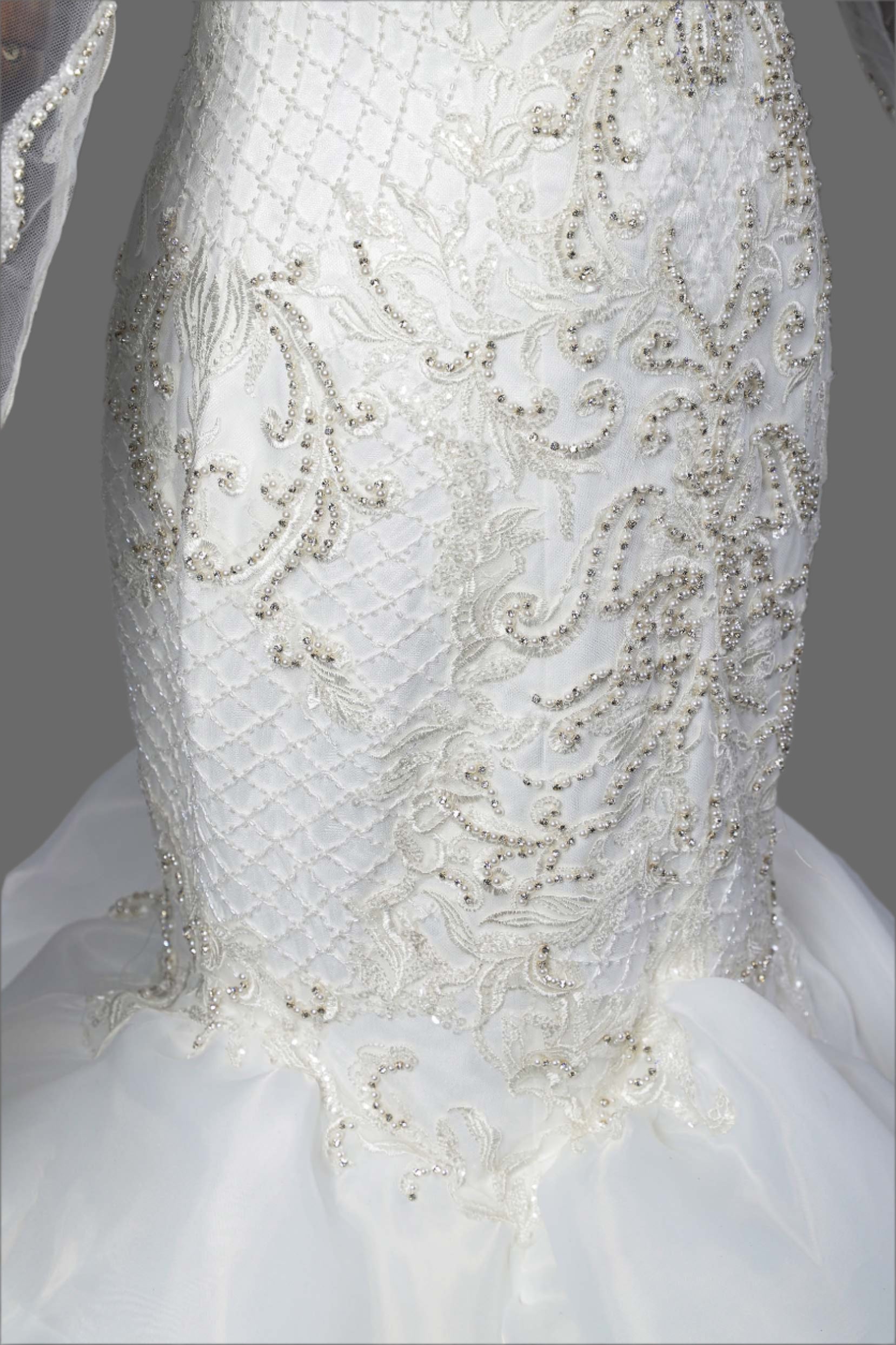 Organza Mermaid Wedding Dress with Multi-Layer Skirt