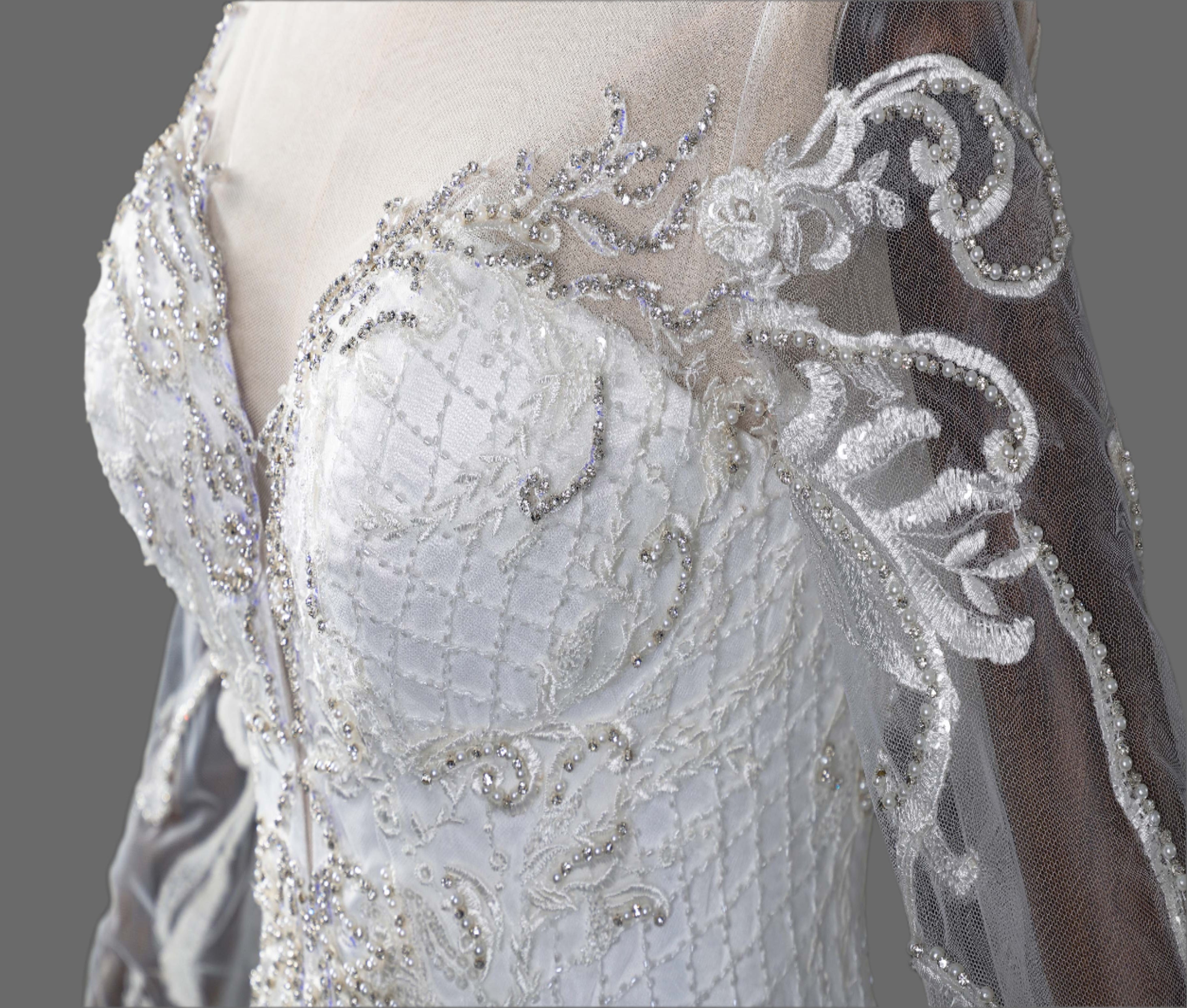 Organza Mermaid Wedding Dress with Multi-Layer Skirt