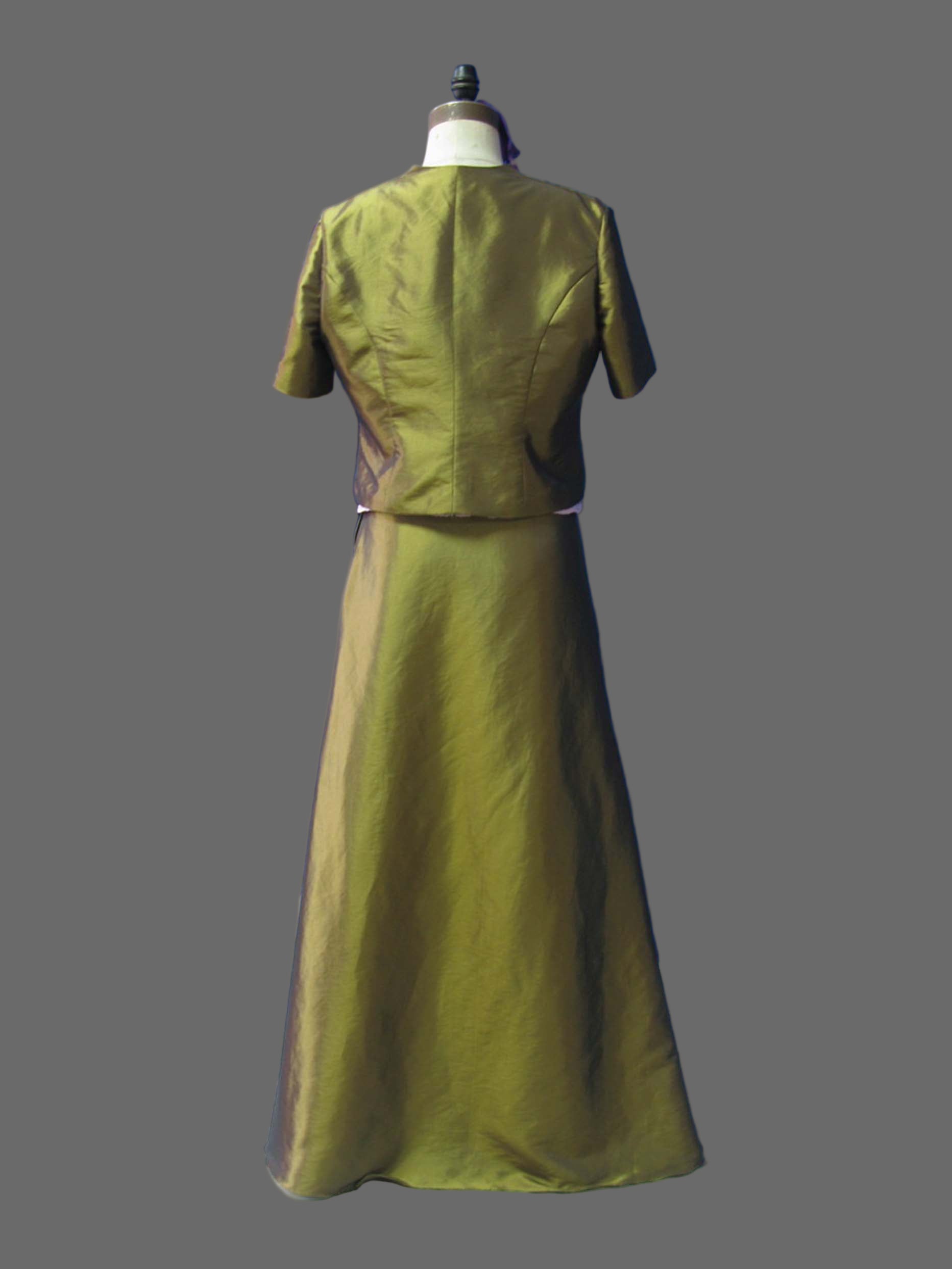 Pink Lace Olive Green Mother of the Bride Dress - Two Piece Formal Gown