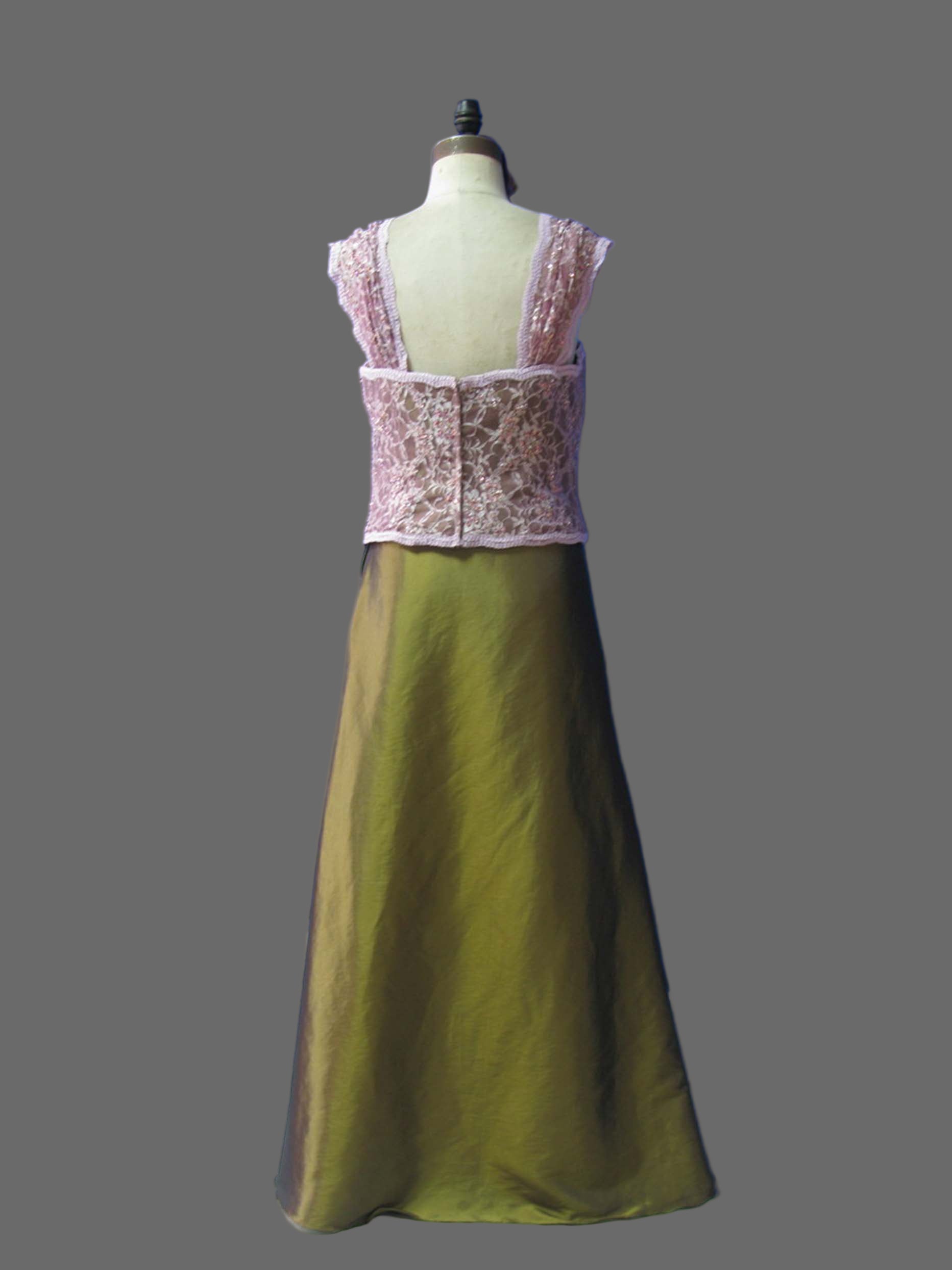 Pink Lace Olive Green Mother of the Bride Dress - Two Piece Formal Gown