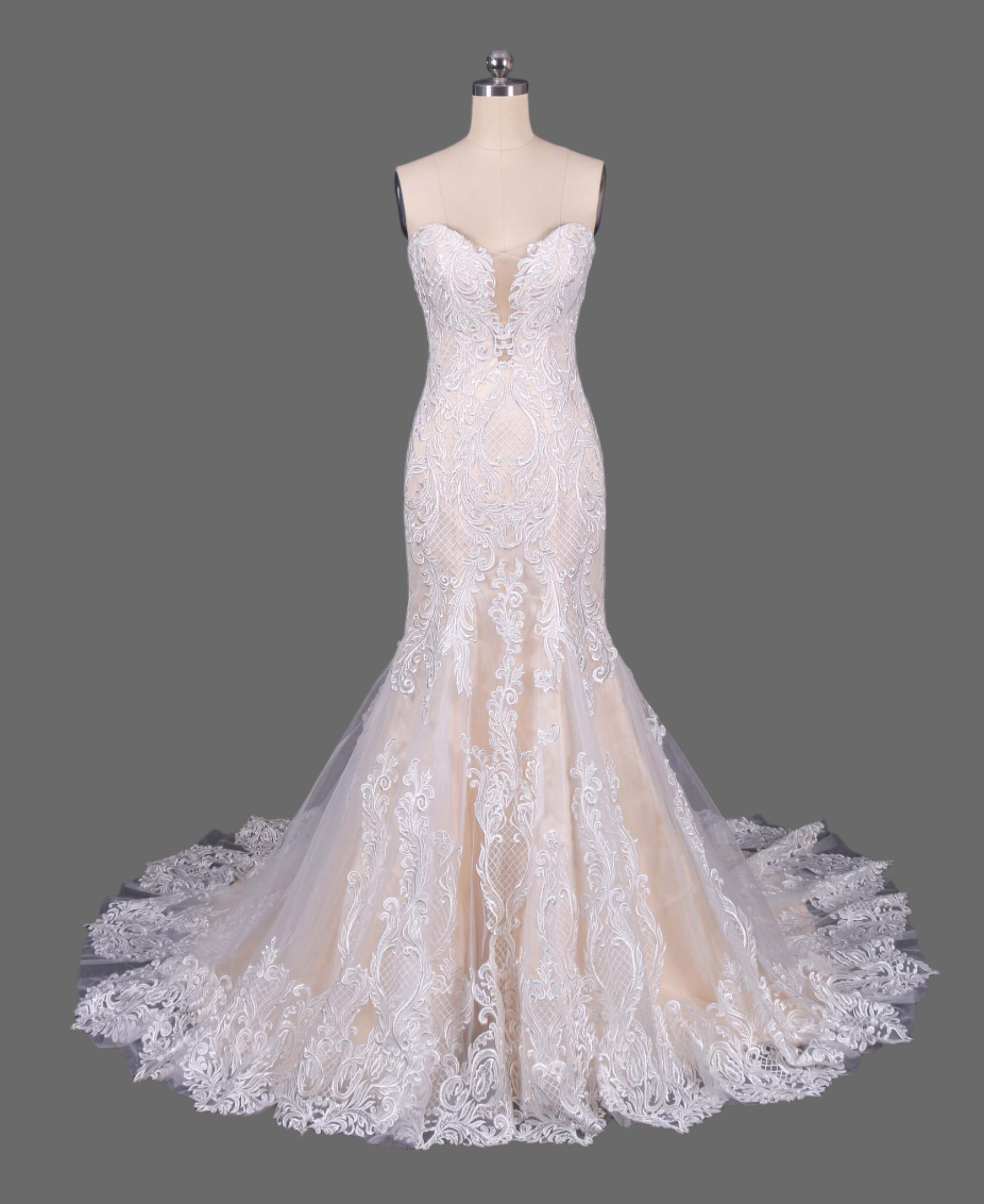 Plunge Neckline Mermaid Strapless Wedding Dress