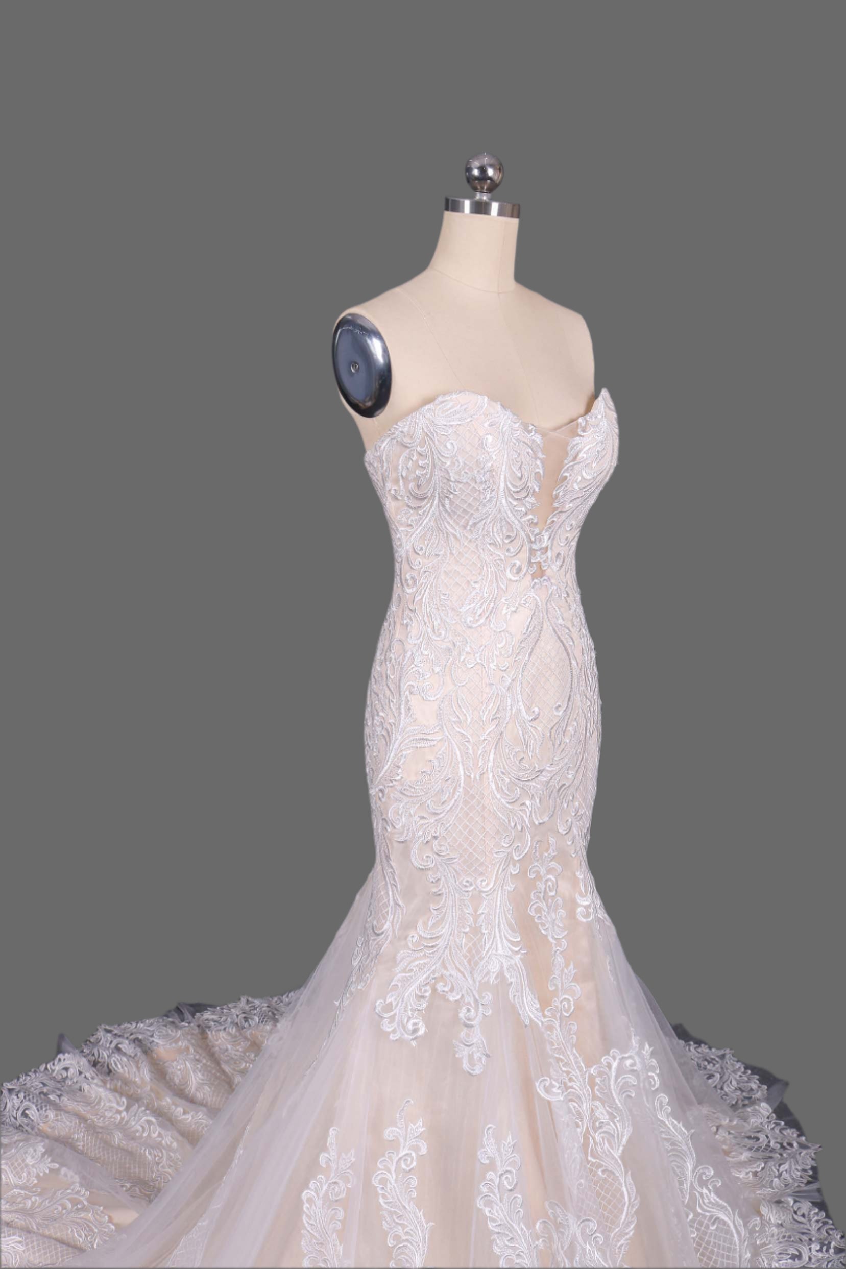 Plunge Neckline Mermaid Strapless Wedding Dress