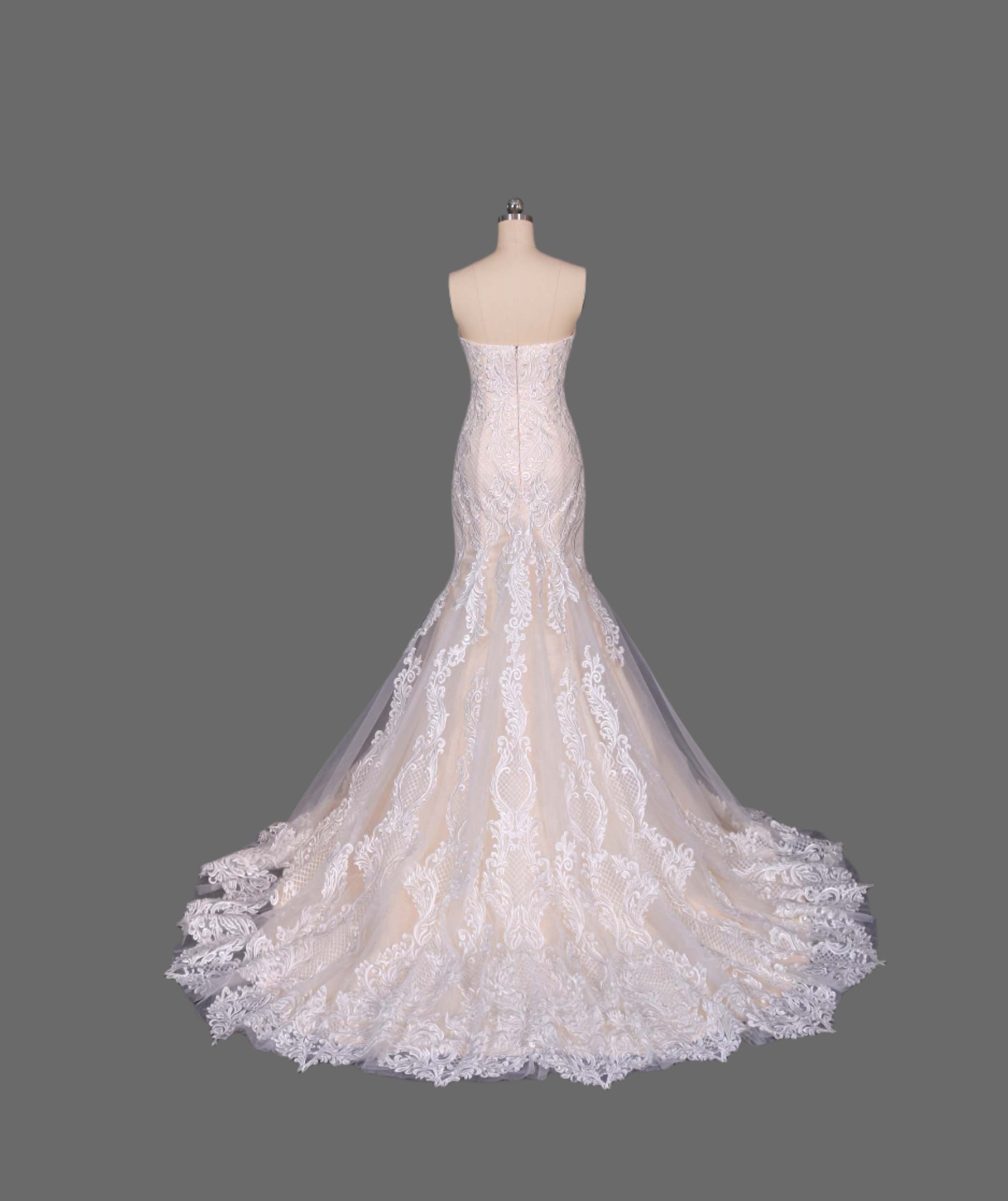 Plunge Neckline Mermaid Strapless Wedding Dress