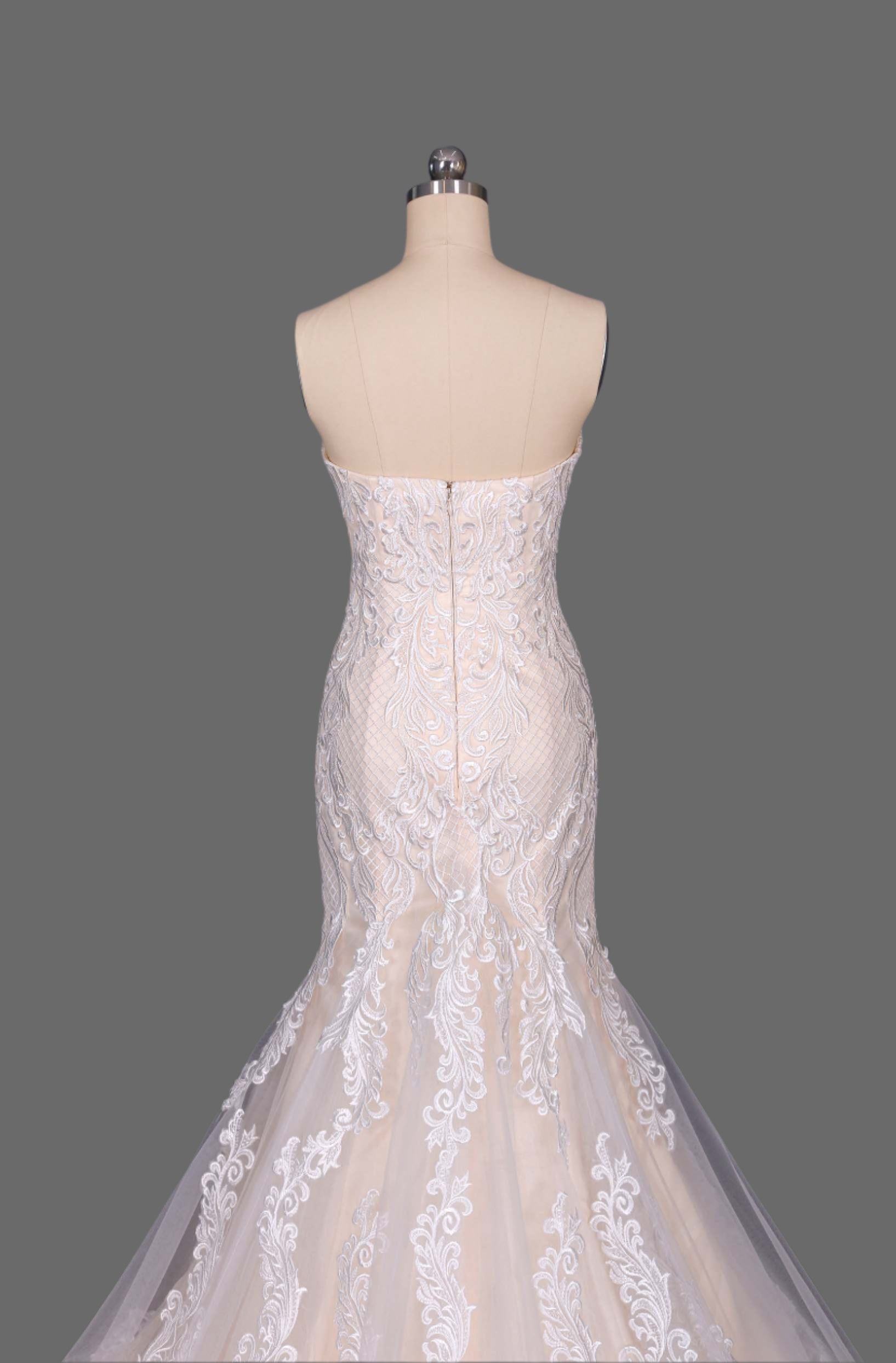 Plunge Neckline Mermaid Strapless Wedding Dress