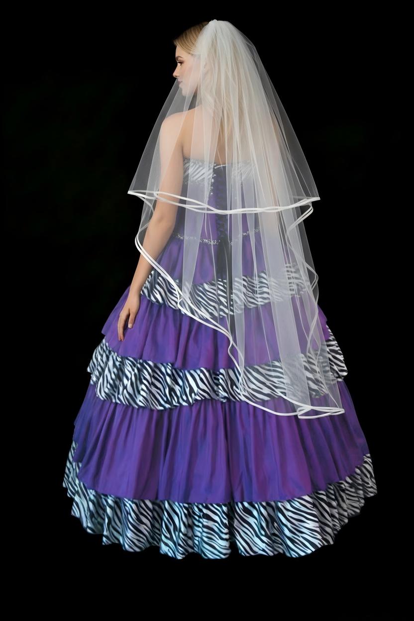Purple Zebra Print Quinceanera Ball Gown | Strapless Tiered Beaded Dress for Sweet 16 & Prom