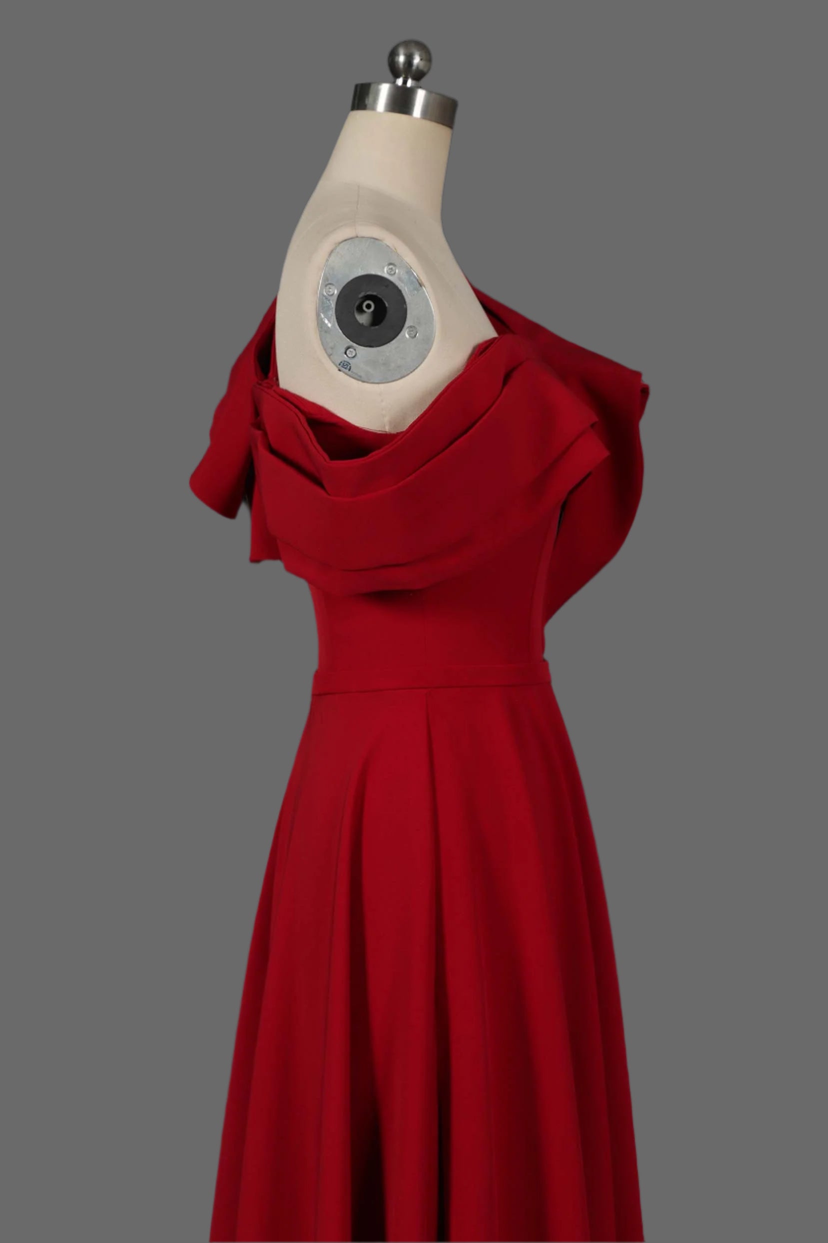 Red Ruffled One-Shoulder Prom Dress