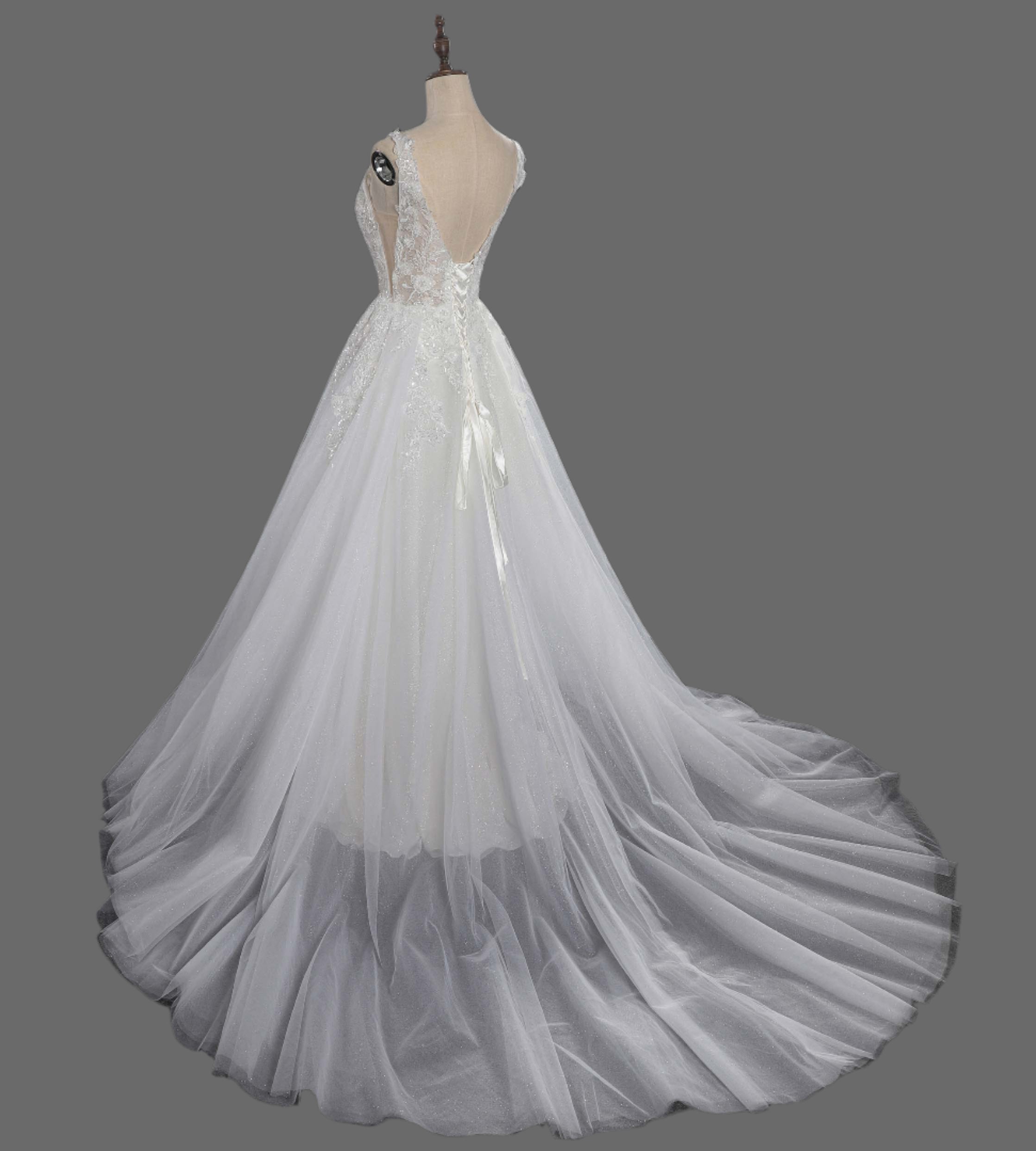 Romantic A-Line Tulle Lace Wedding Dress