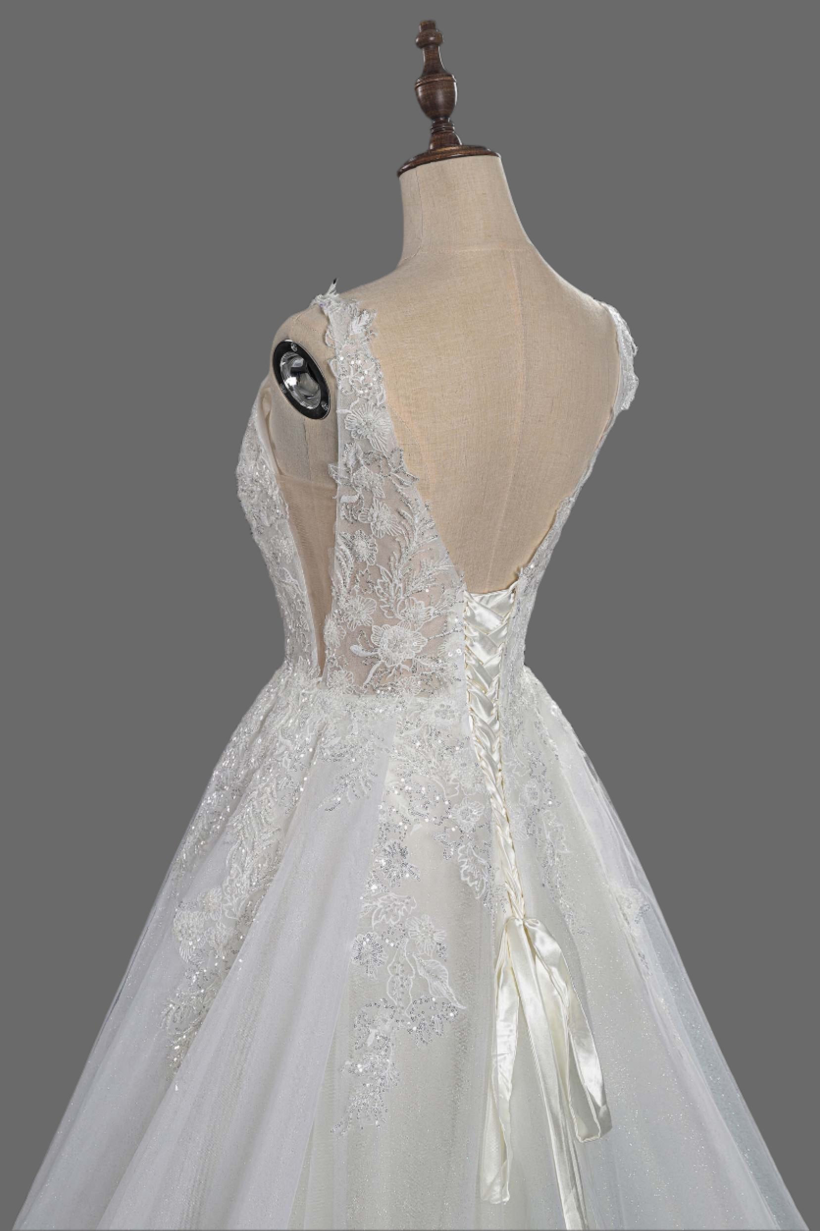 Romantic A-Line Tulle Lace Wedding Dress