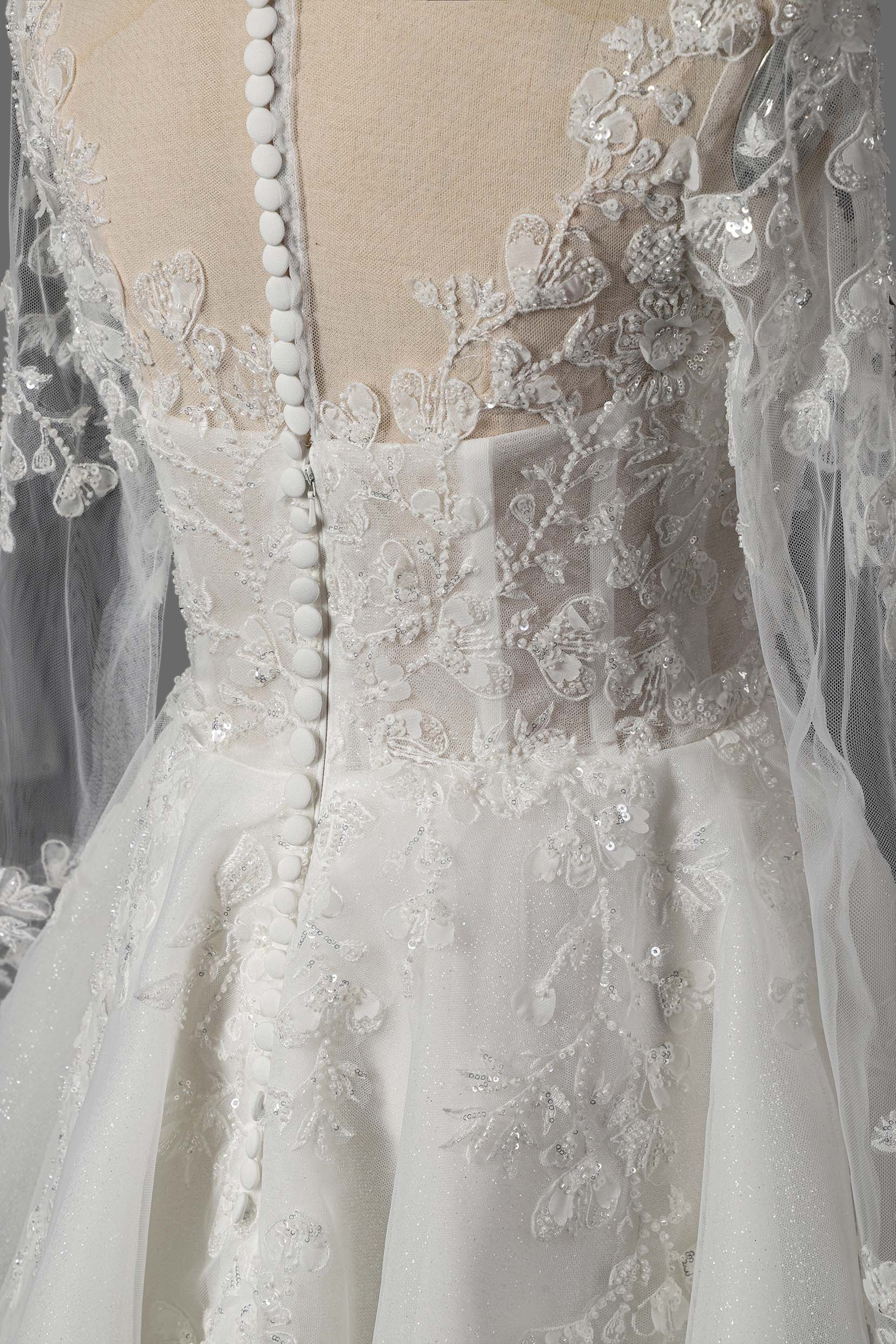 Romantic Long Sleeve Lace A-Line Wedding Dress with Illusion Neckline