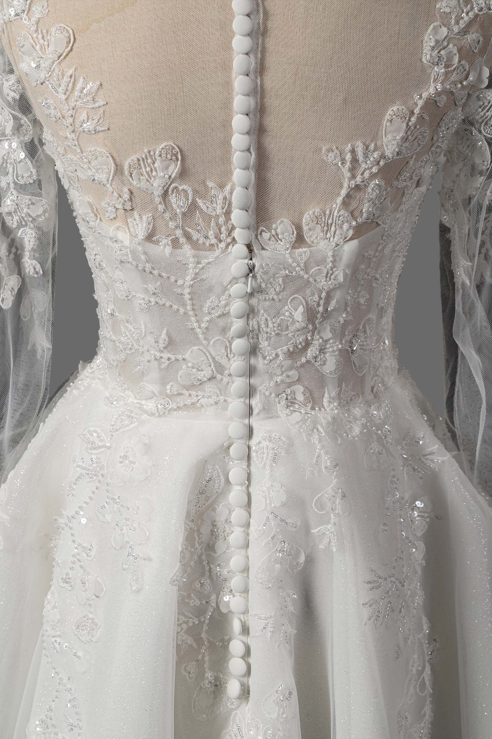 Romantic Long Sleeve Lace A-Line Wedding Dress with Illusion Neckline