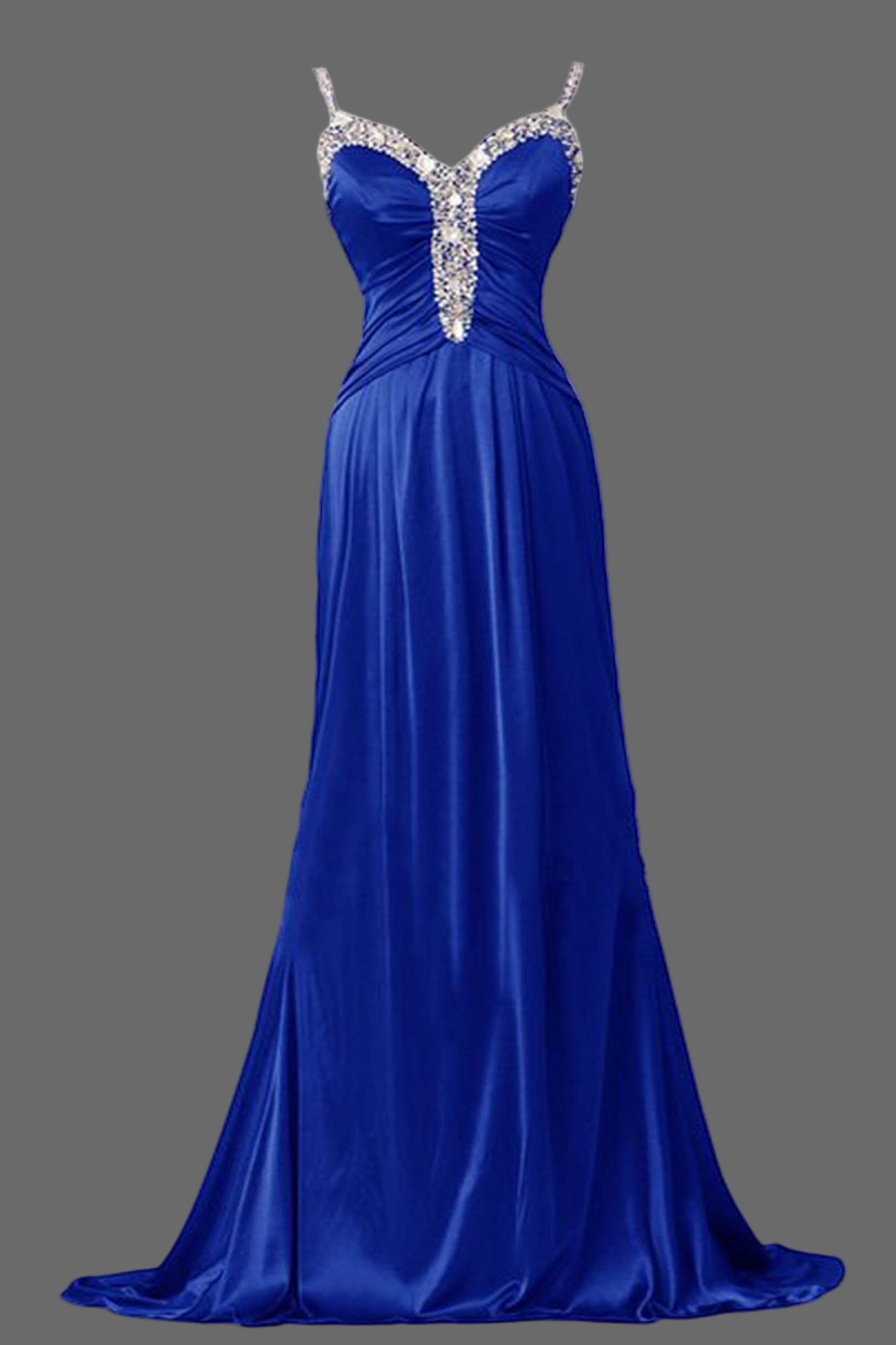 Royal Blue Beaded Prom Dress - Sweetheart Neckline Evening Gown
