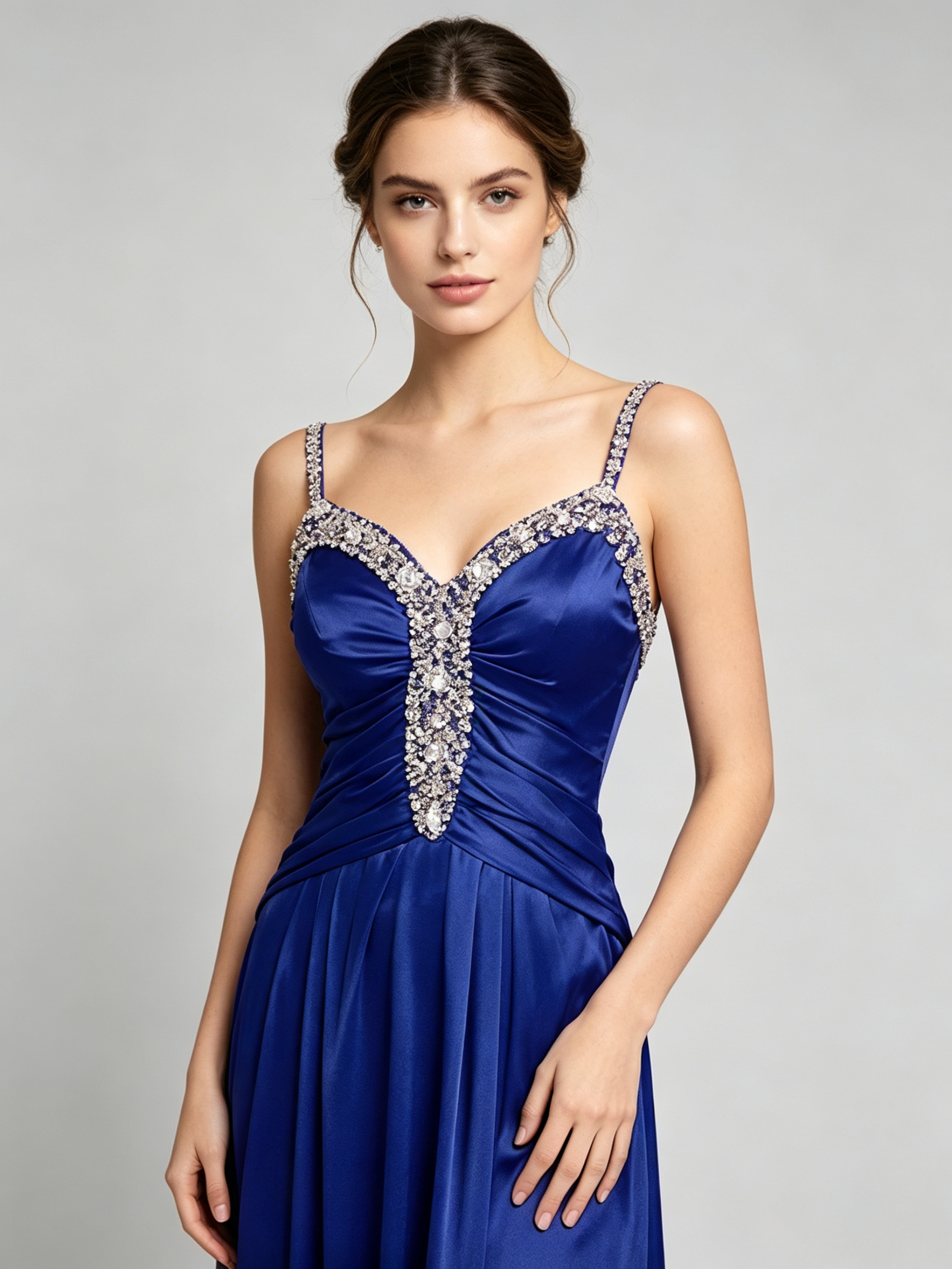 Royal Blue Beaded Prom Dress - Sweetheart Neckline Evening Gown