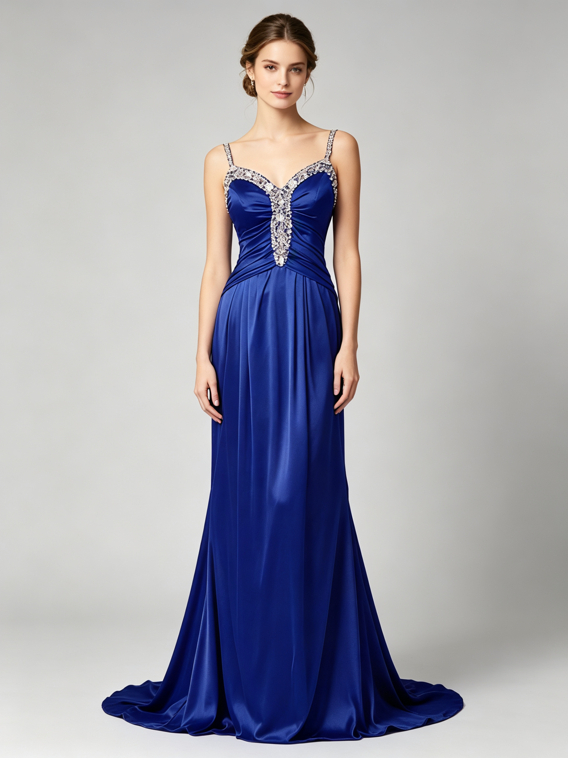 Royal Blue Beaded Prom Dress - Sweetheart Neckline Evening Gown