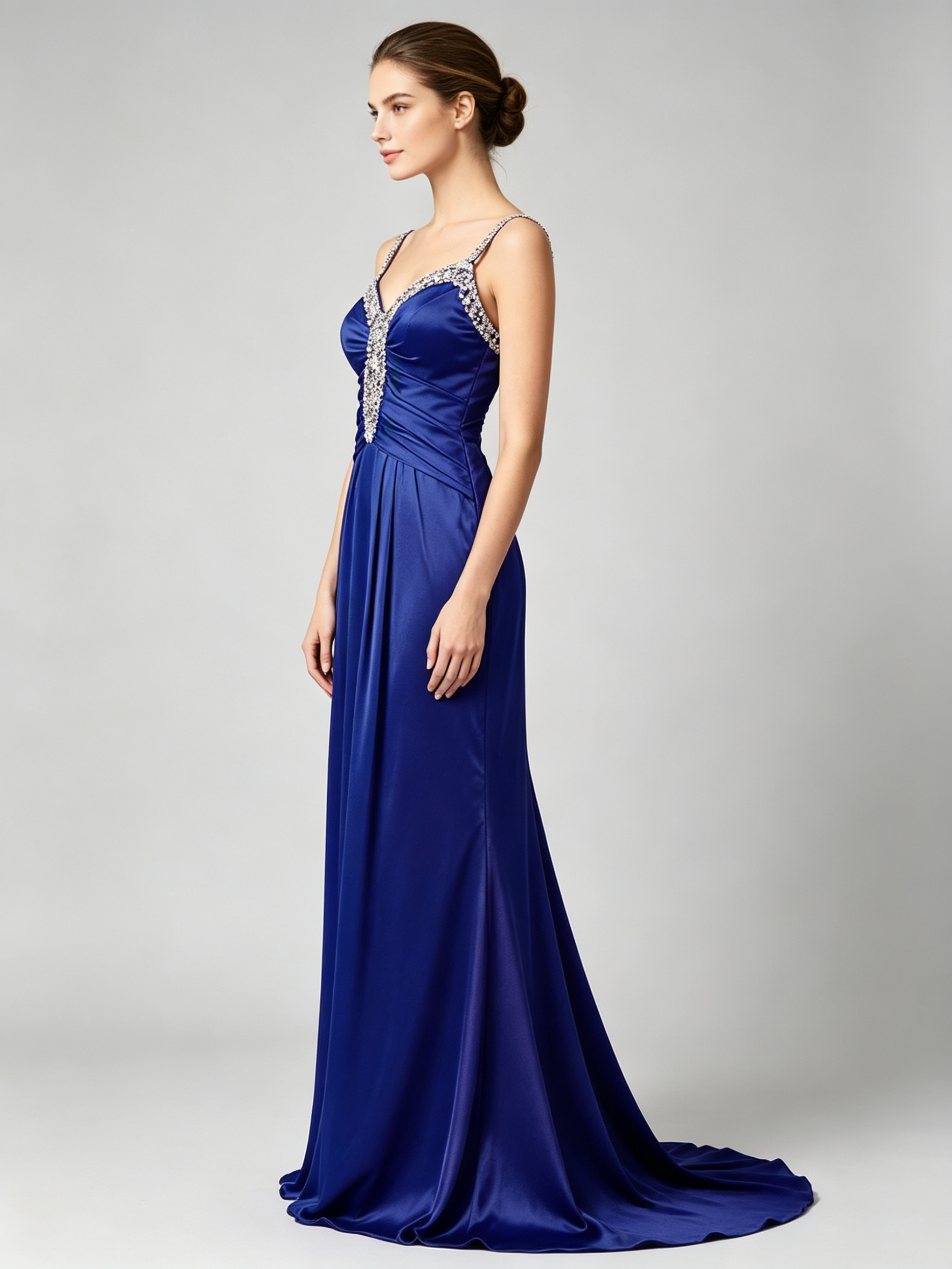 Royal Blue Beaded Prom Dress - Sweetheart Neckline Evening Gown