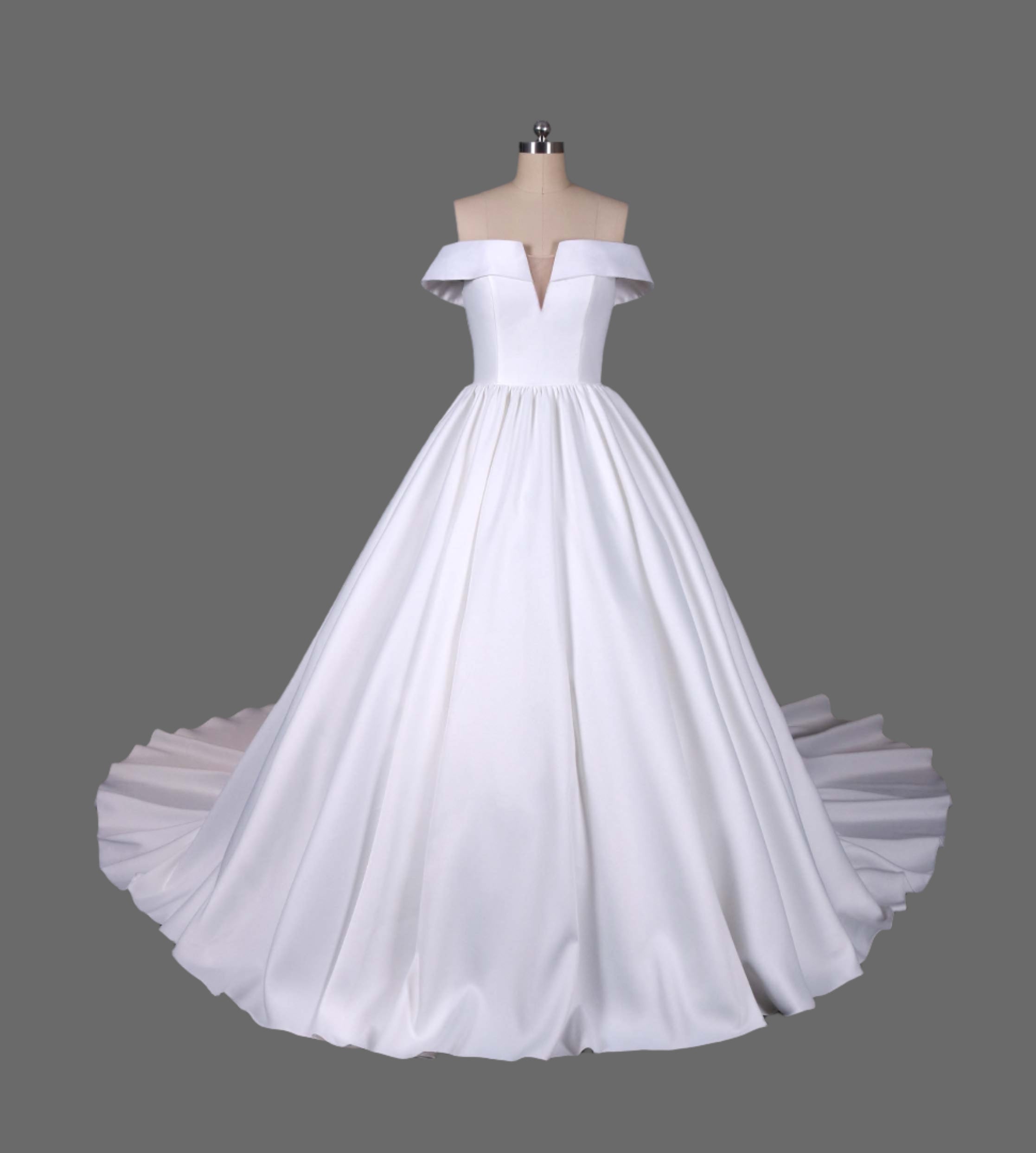 Satin Ball Gown Off-the-Shoulder Wedding Dress
