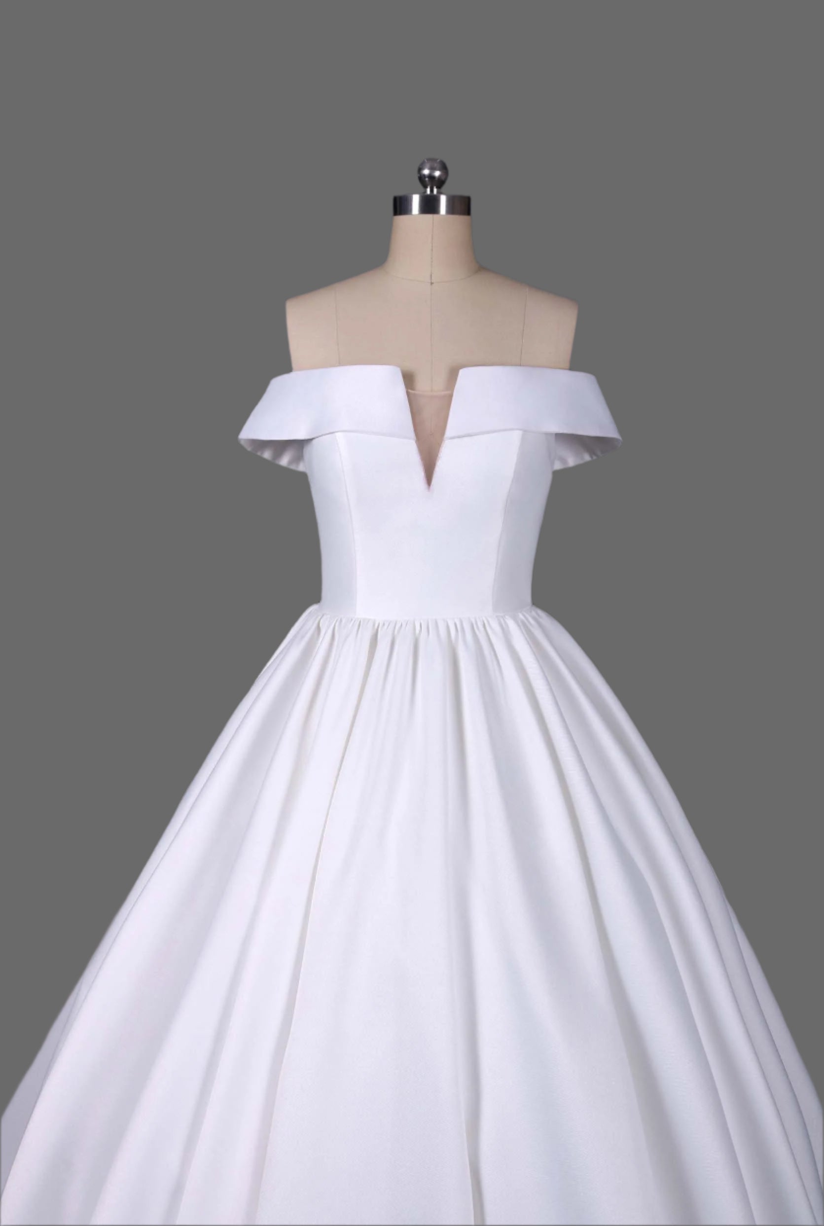 Satin Ball Gown Off-the-Shoulder Wedding Dress