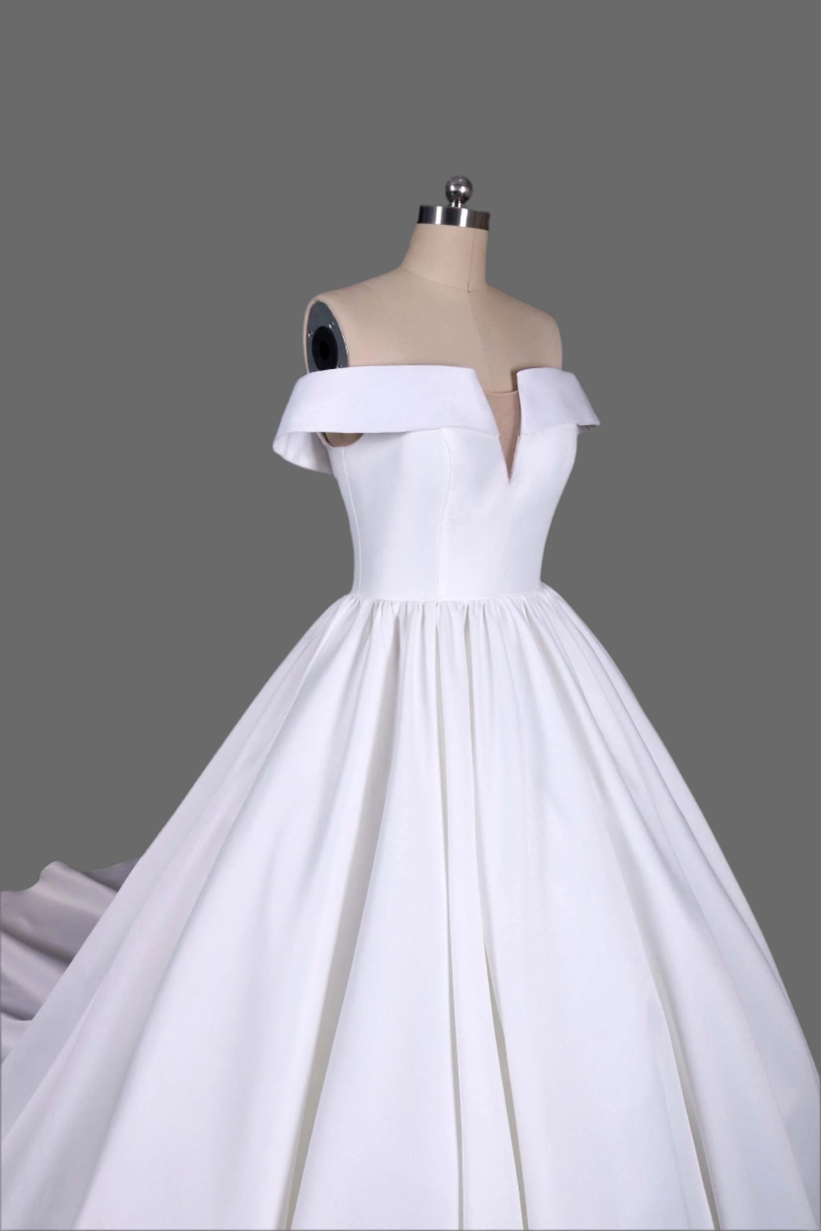 Satin Ball Gown Off-the-Shoulder Wedding Dress