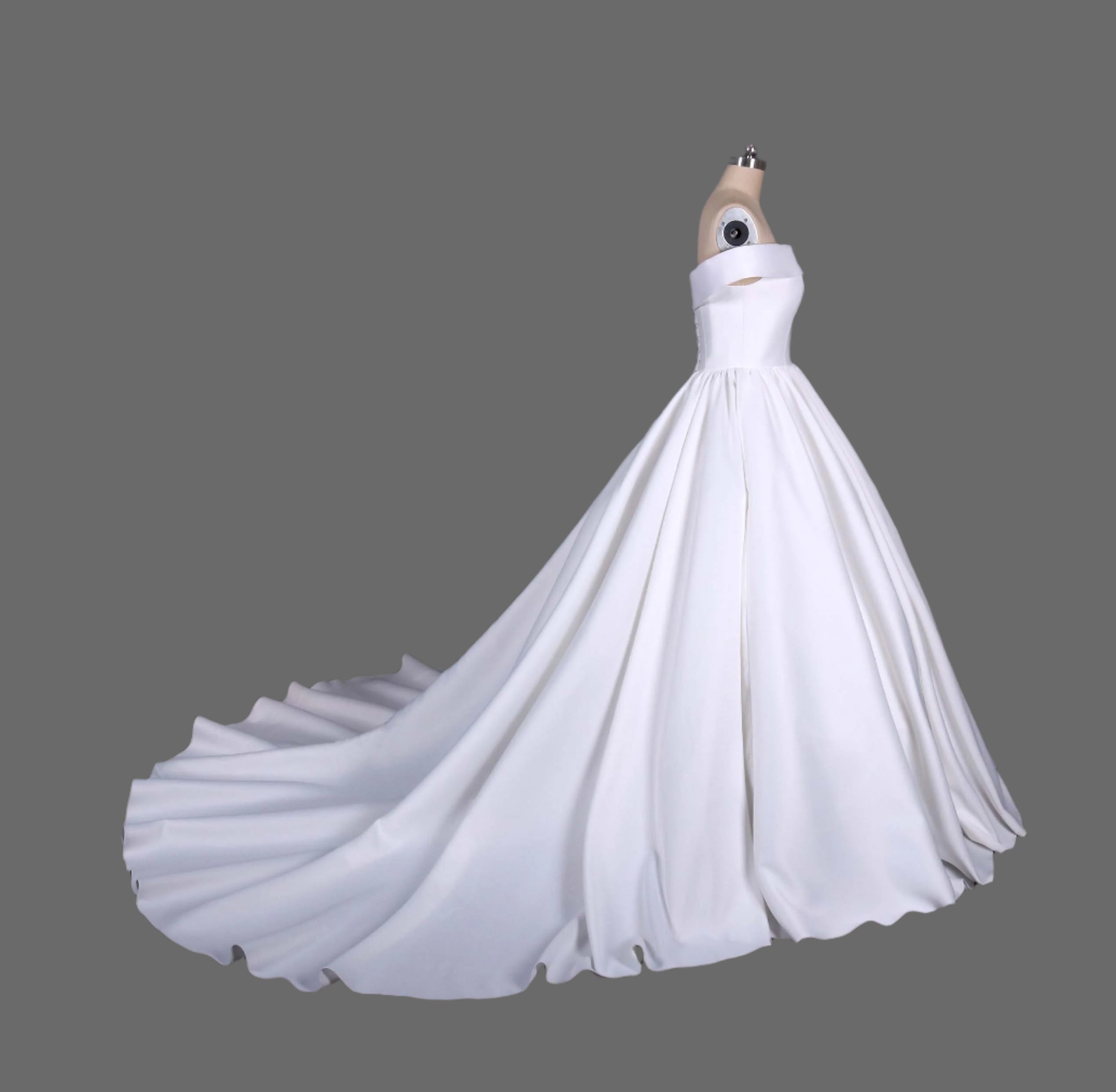 Satin Ball Gown Off-the-Shoulder Wedding Dress
