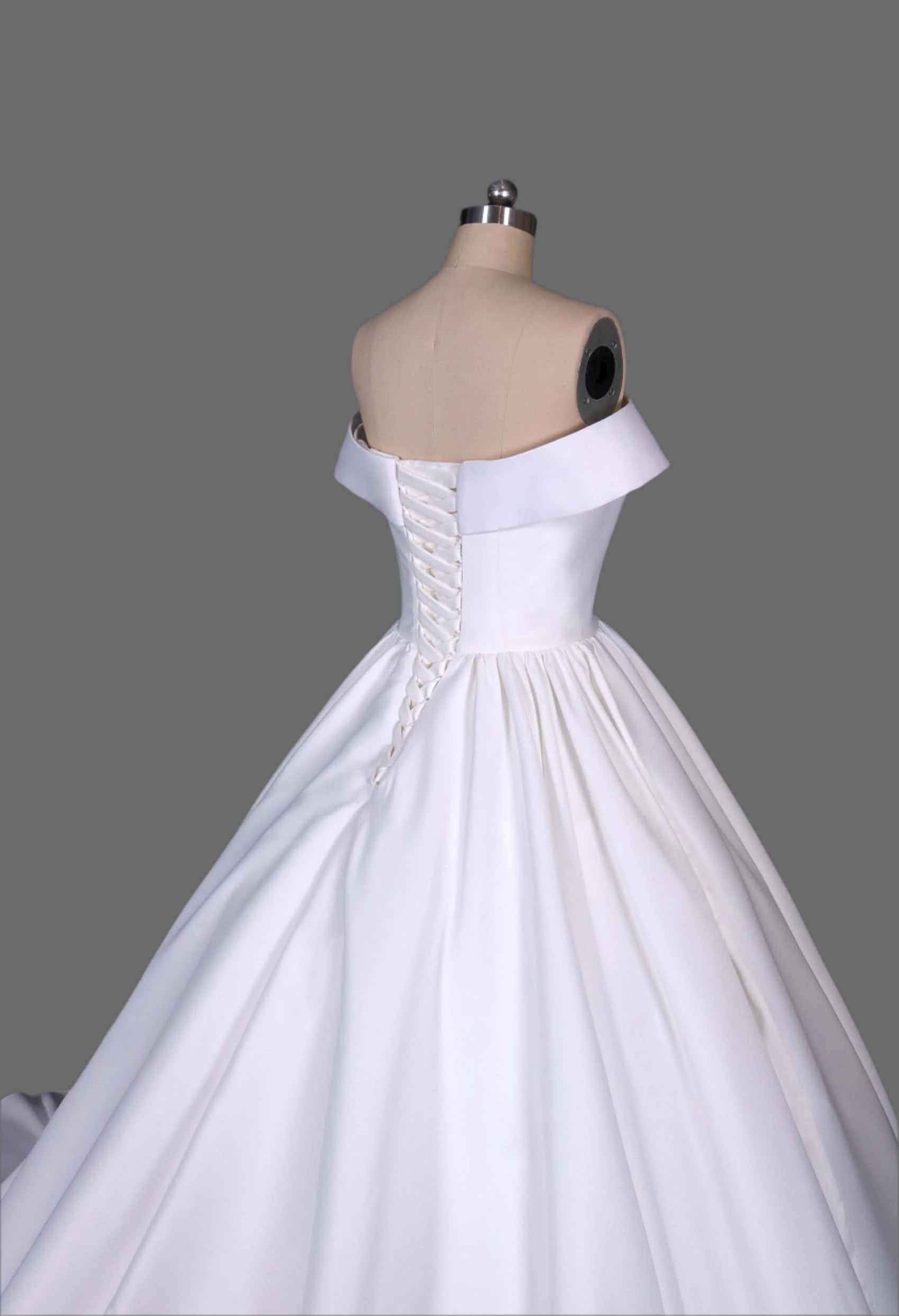 Satin Ball Gown Off-the-Shoulder Wedding Dress