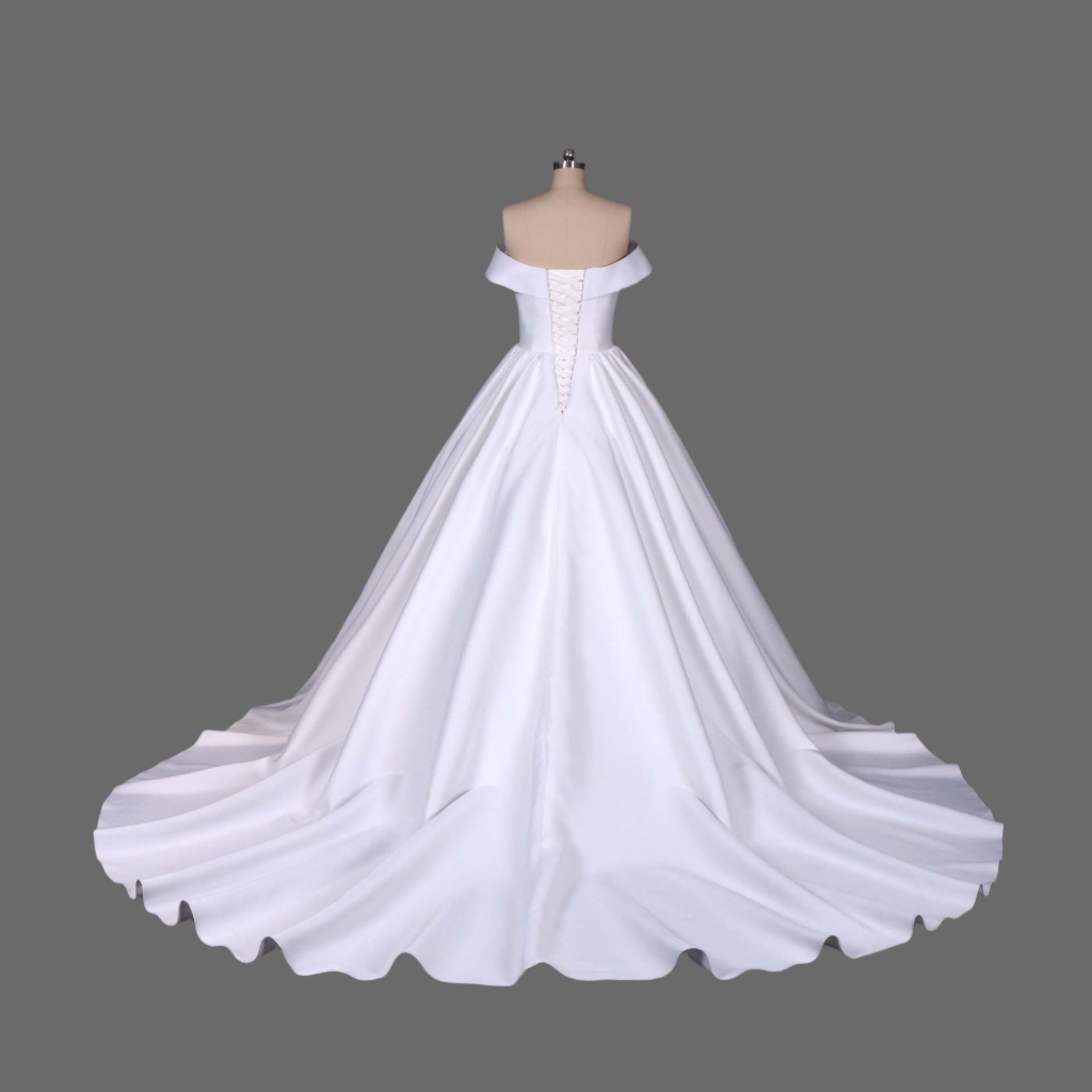 Satin Ball Gown Off-the-Shoulder Wedding Dress