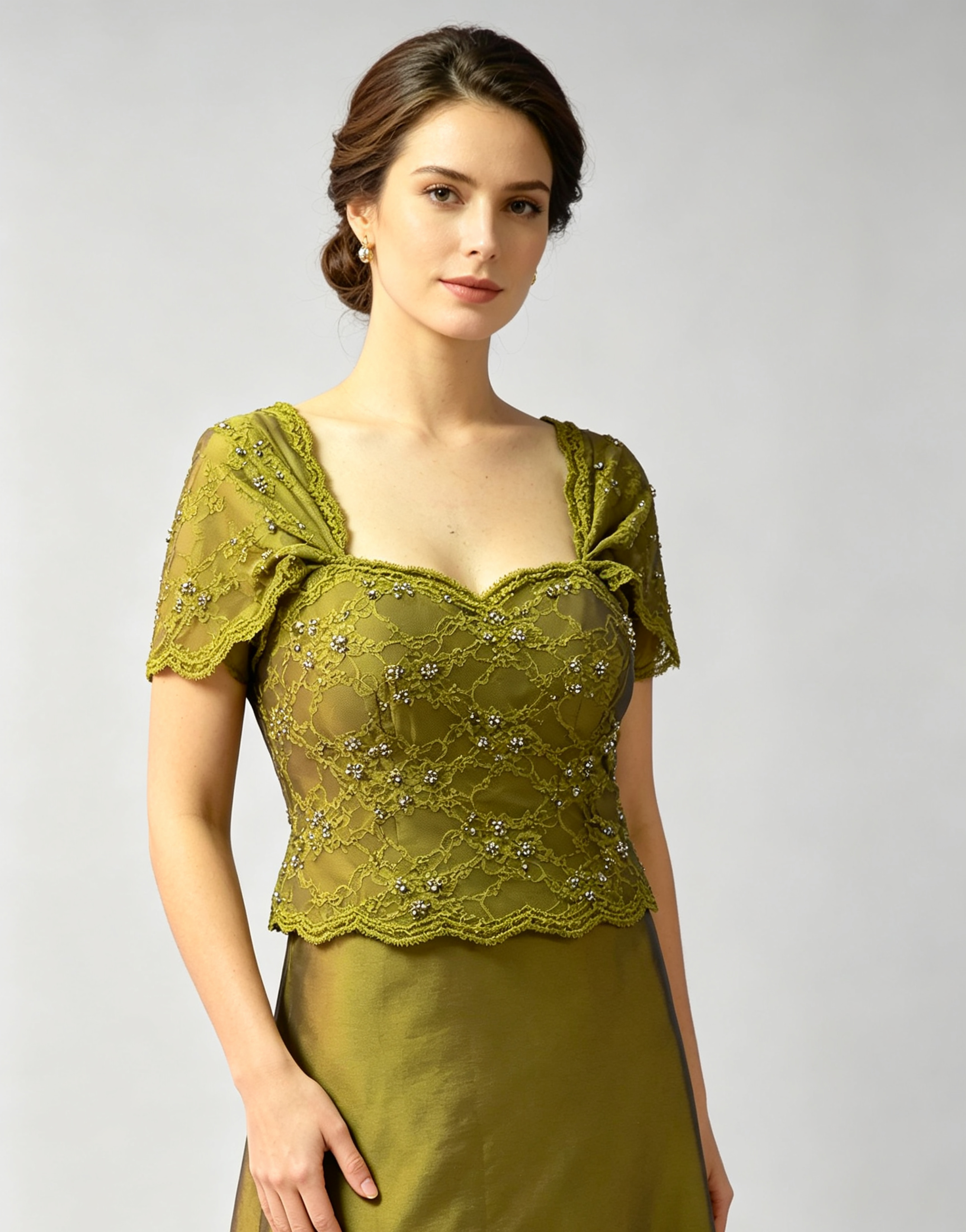 Sequin Lace Mother of the Bride Dress with Sleeves - Two Piece Formal Gown