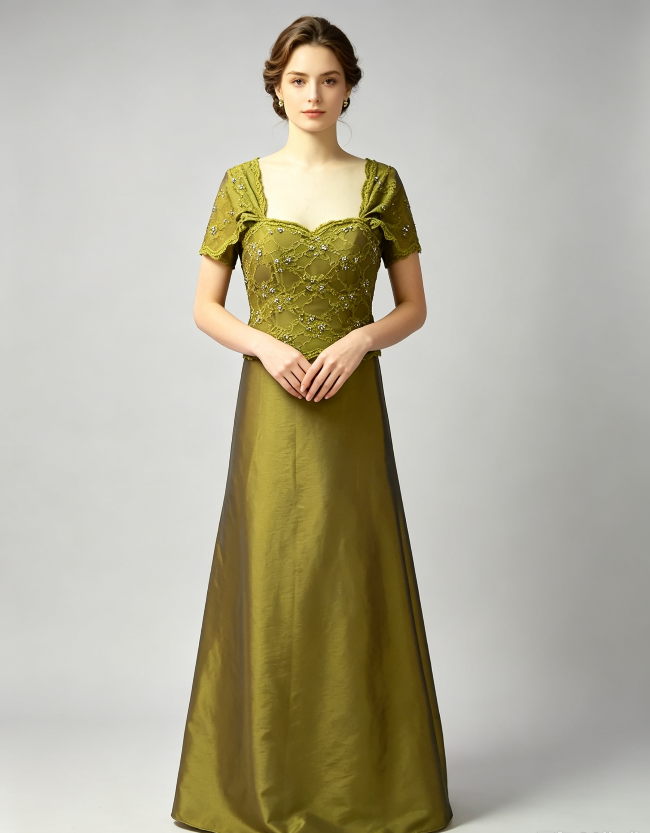 Sequin Lace Mother of the Bride Dress with Sleeves - Two Piece Formal Gown