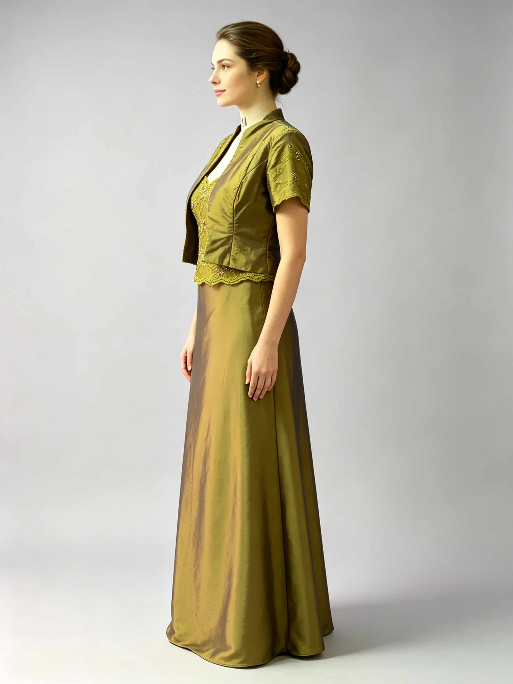 Sequin Lace Mother of the Bride Dress with Sleeves - Two Piece Formal Gown