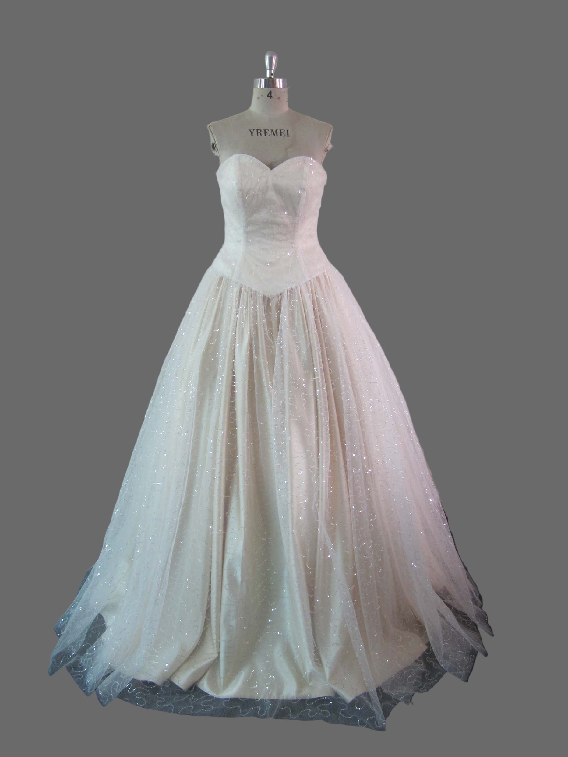 Sparkle Tulle Ball Gown Wedding Dress - Strapless Sweetheart with Glitter Cathedral Train