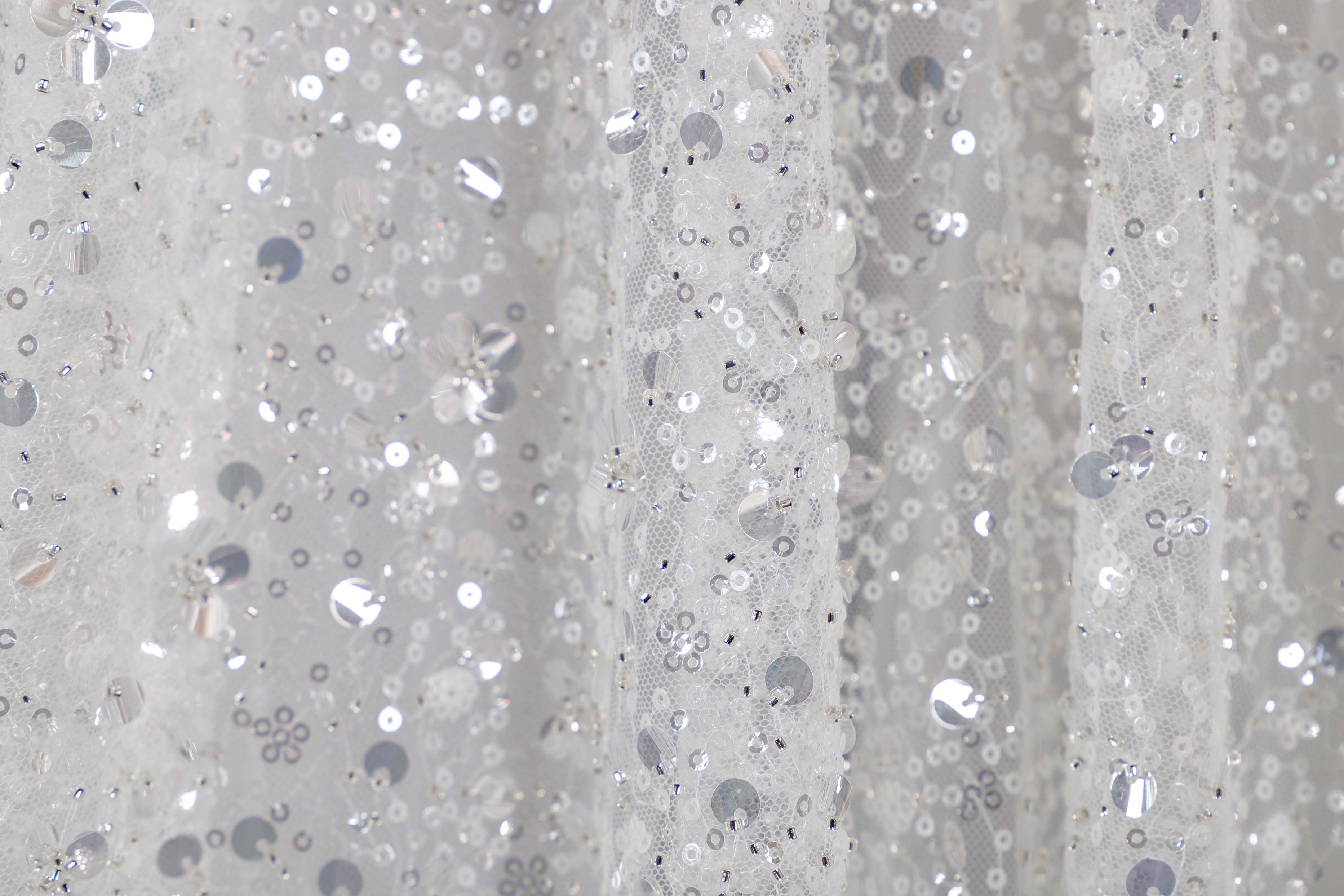 Sparkly Long Sleeve V-Neck Wedding Dress with Sequin Lace A-Line Bridal Gown