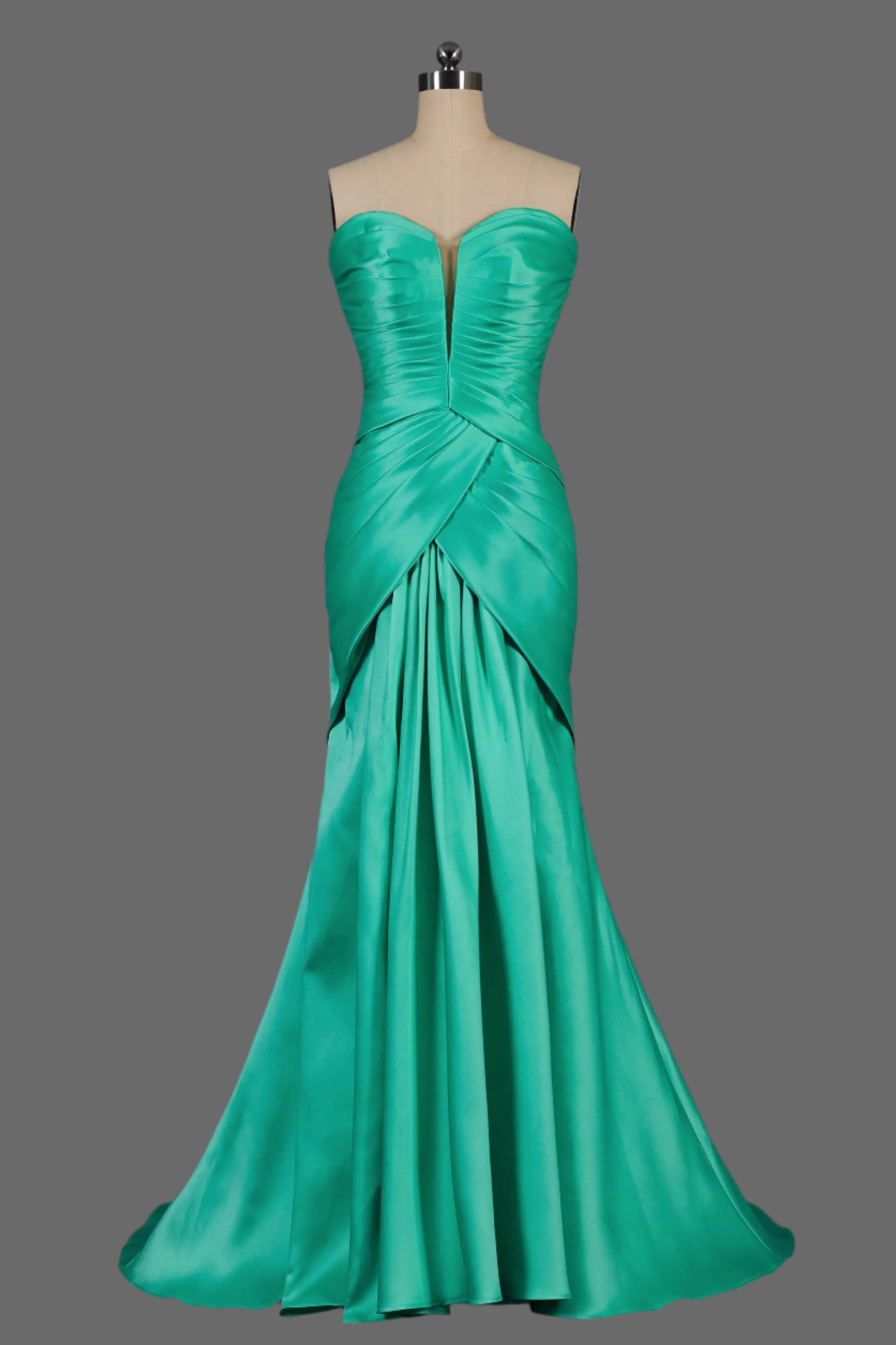 Strapless Sweetheart Neckline Ruched Bodice Satin Mermaid Dress