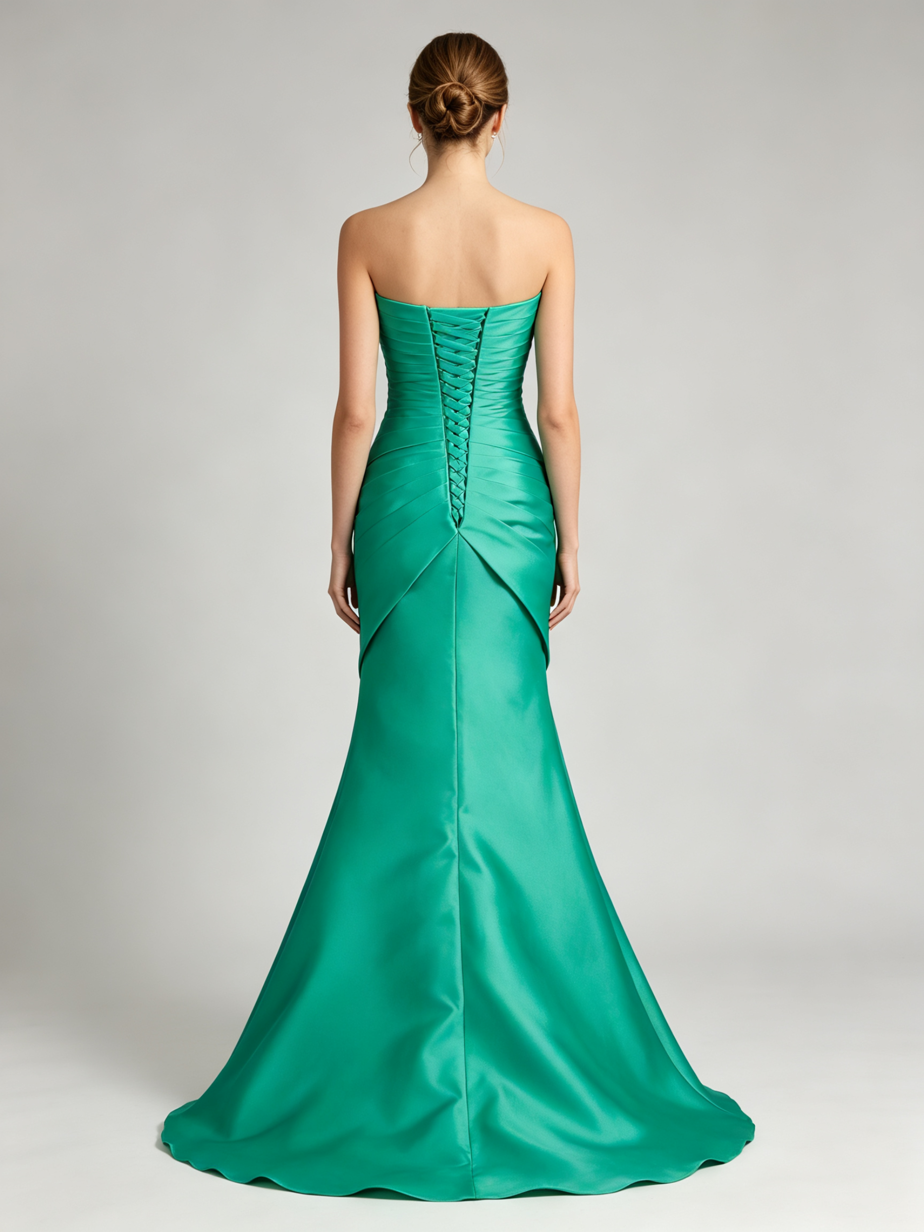 Strapless Sweetheart Neckline Ruched Bodice Satin Mermaid Dress