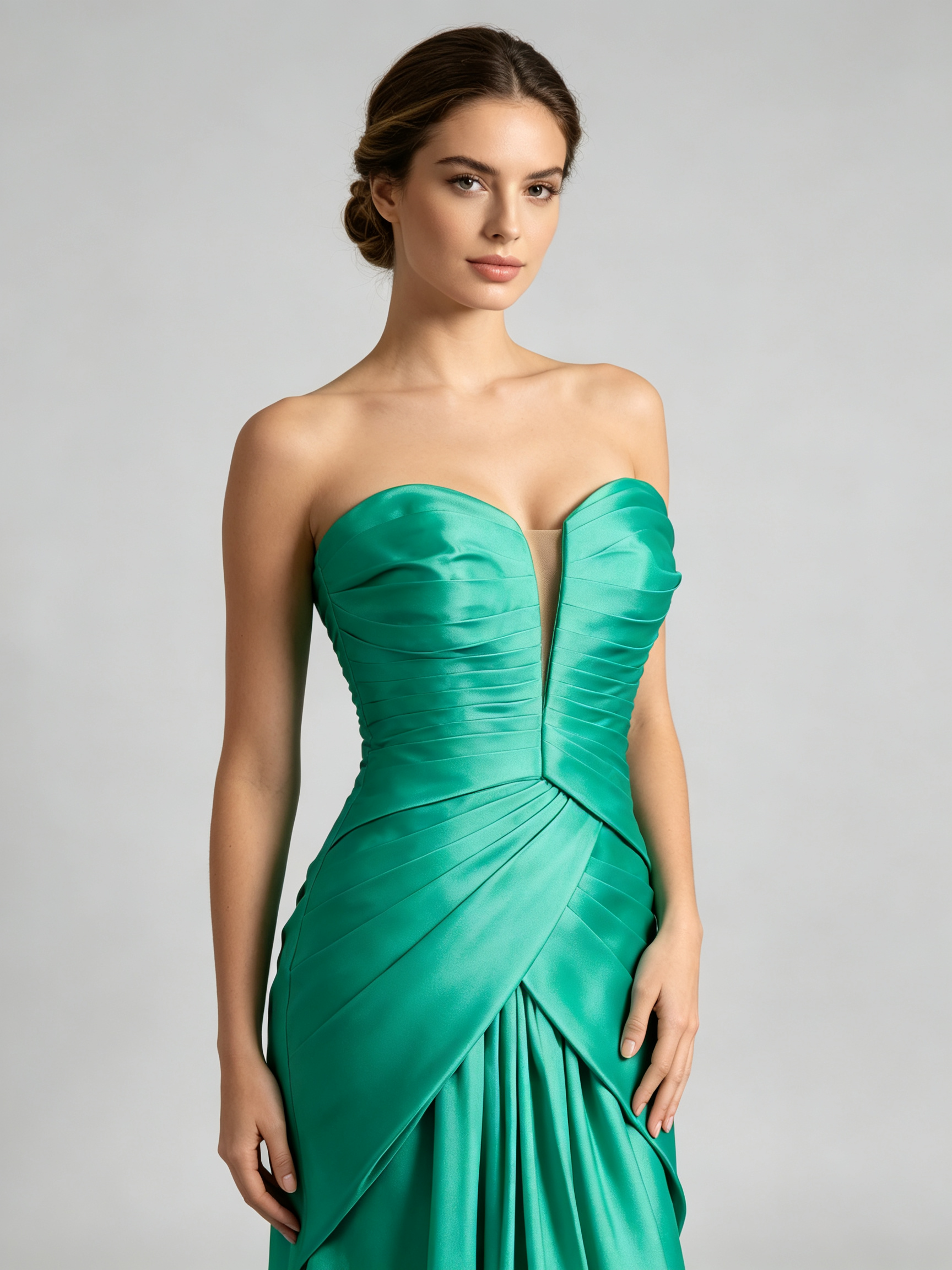 Strapless Sweetheart Neckline Ruched Bodice Satin Mermaid Dress