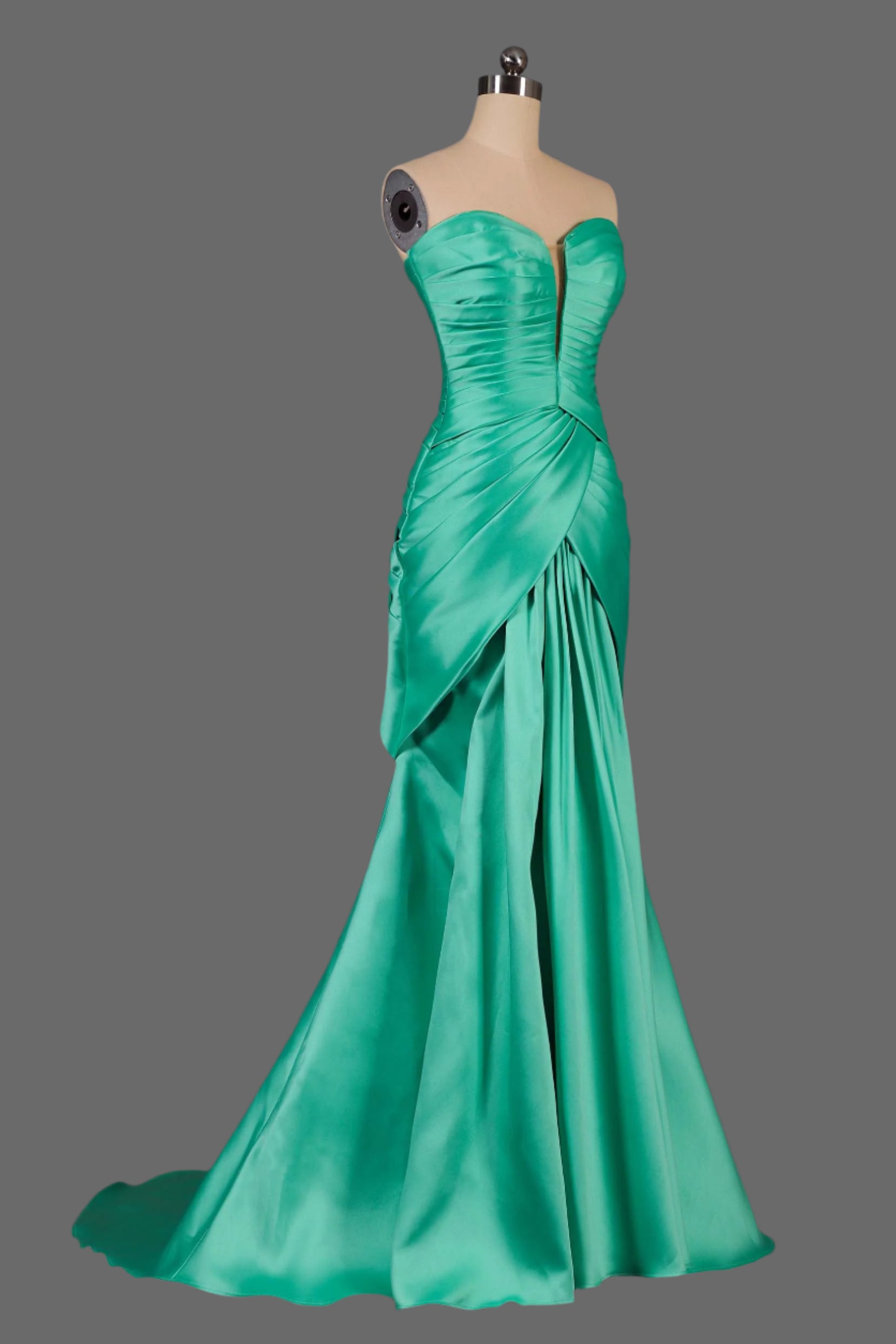 Strapless Sweetheart Neckline Ruched Bodice Satin Mermaid Dress